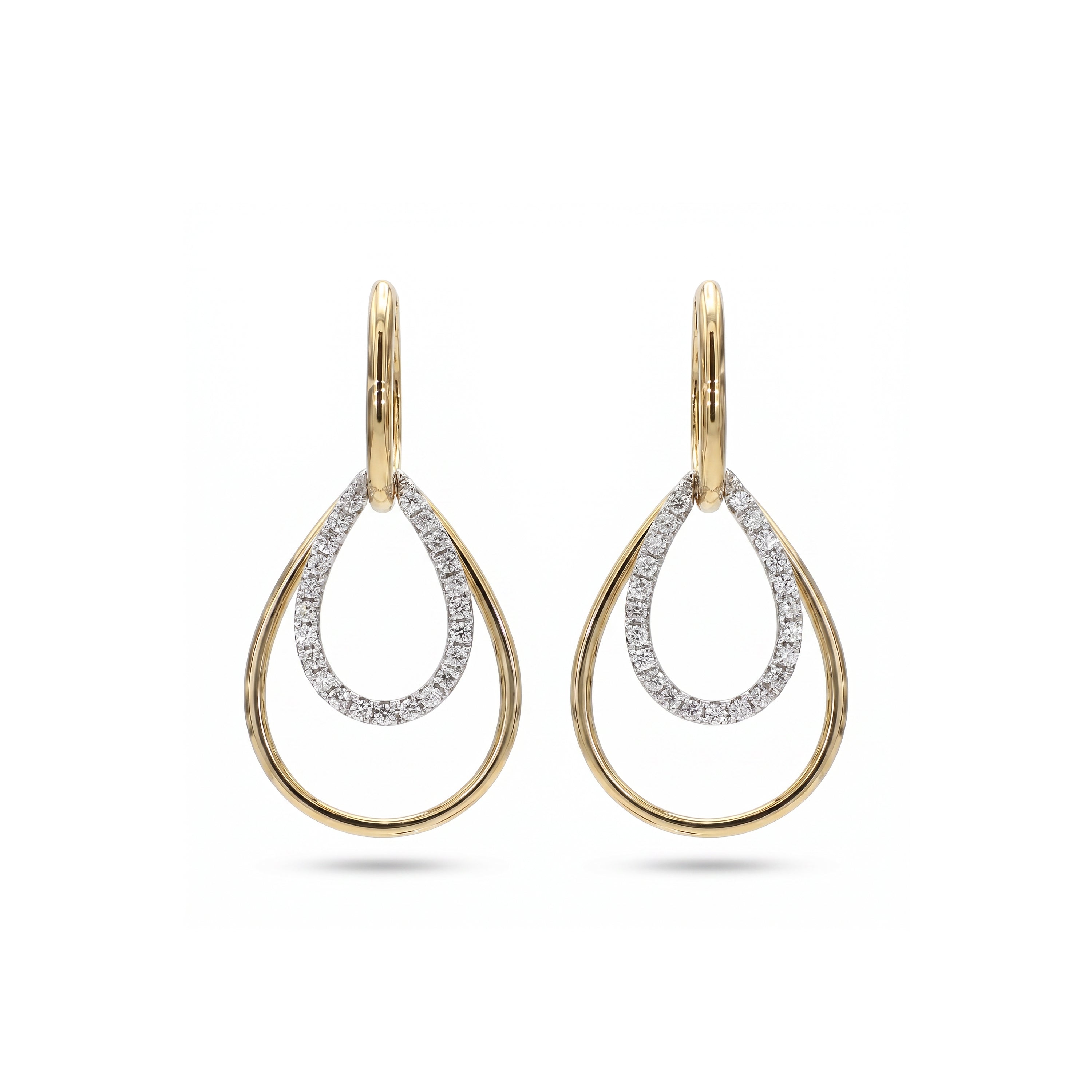 Natural White Round Diamond Pear Shape Earrings