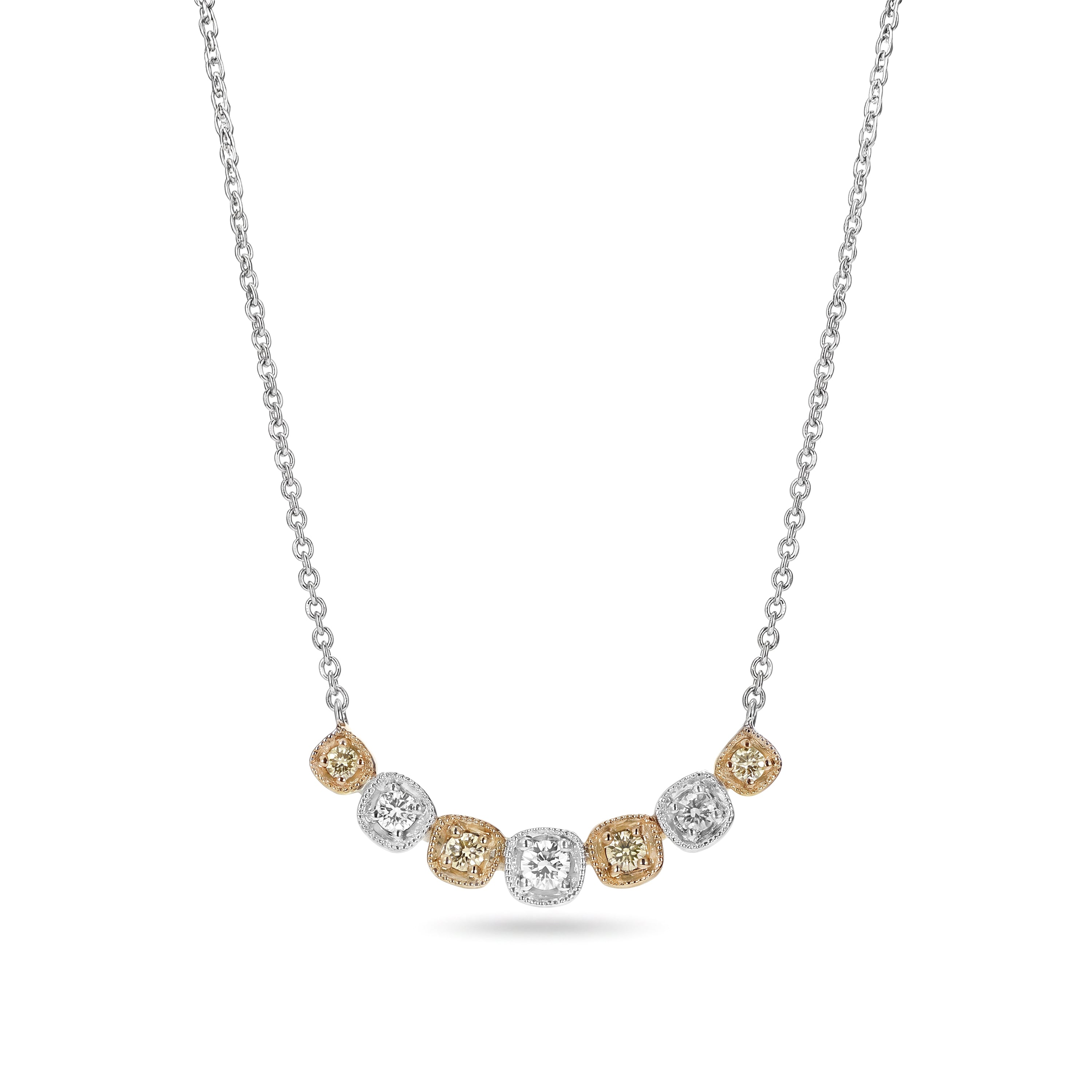 Natural Yellow & White Diamond Necklace