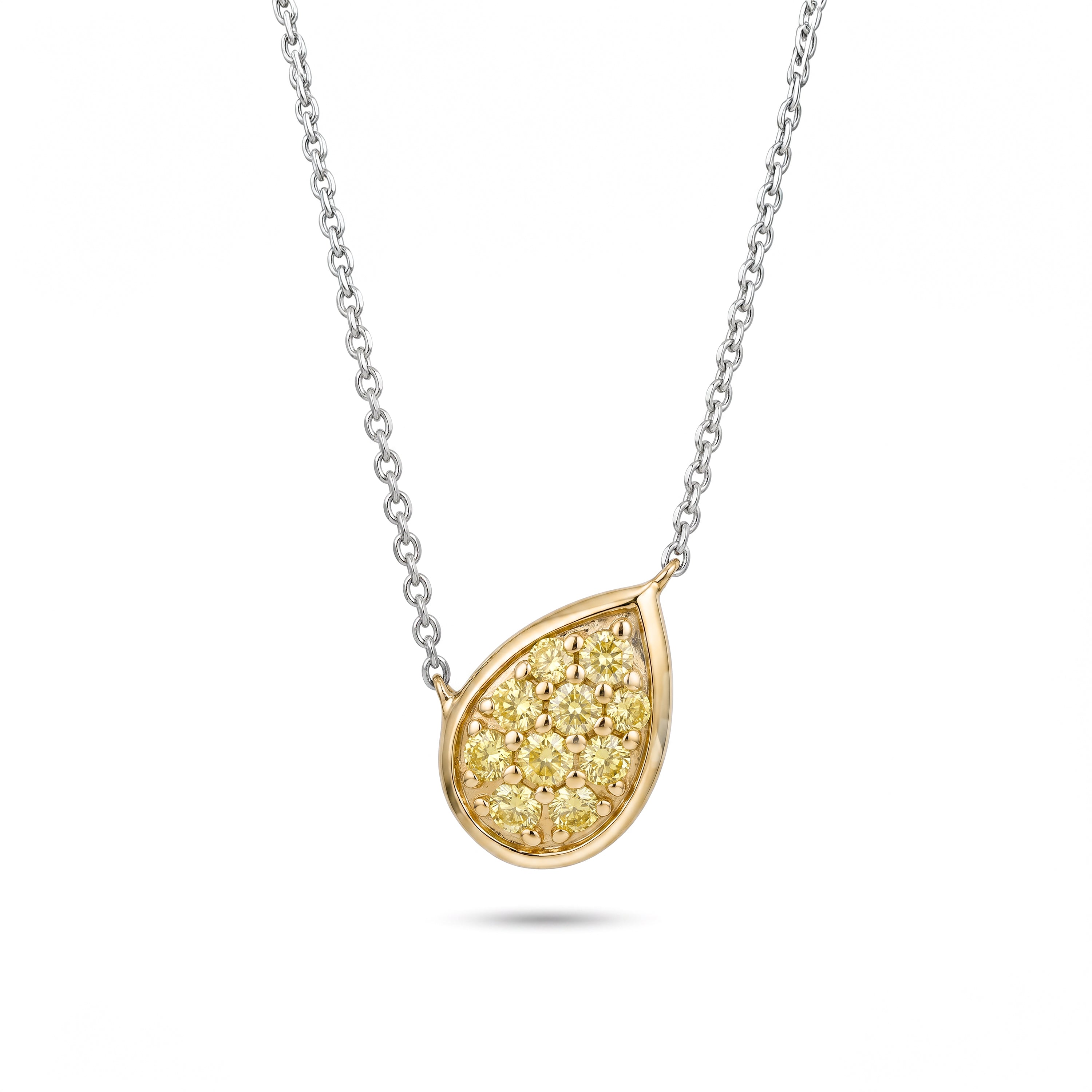 Natural Yellow Pavé Diamond Pear Shape Necklace