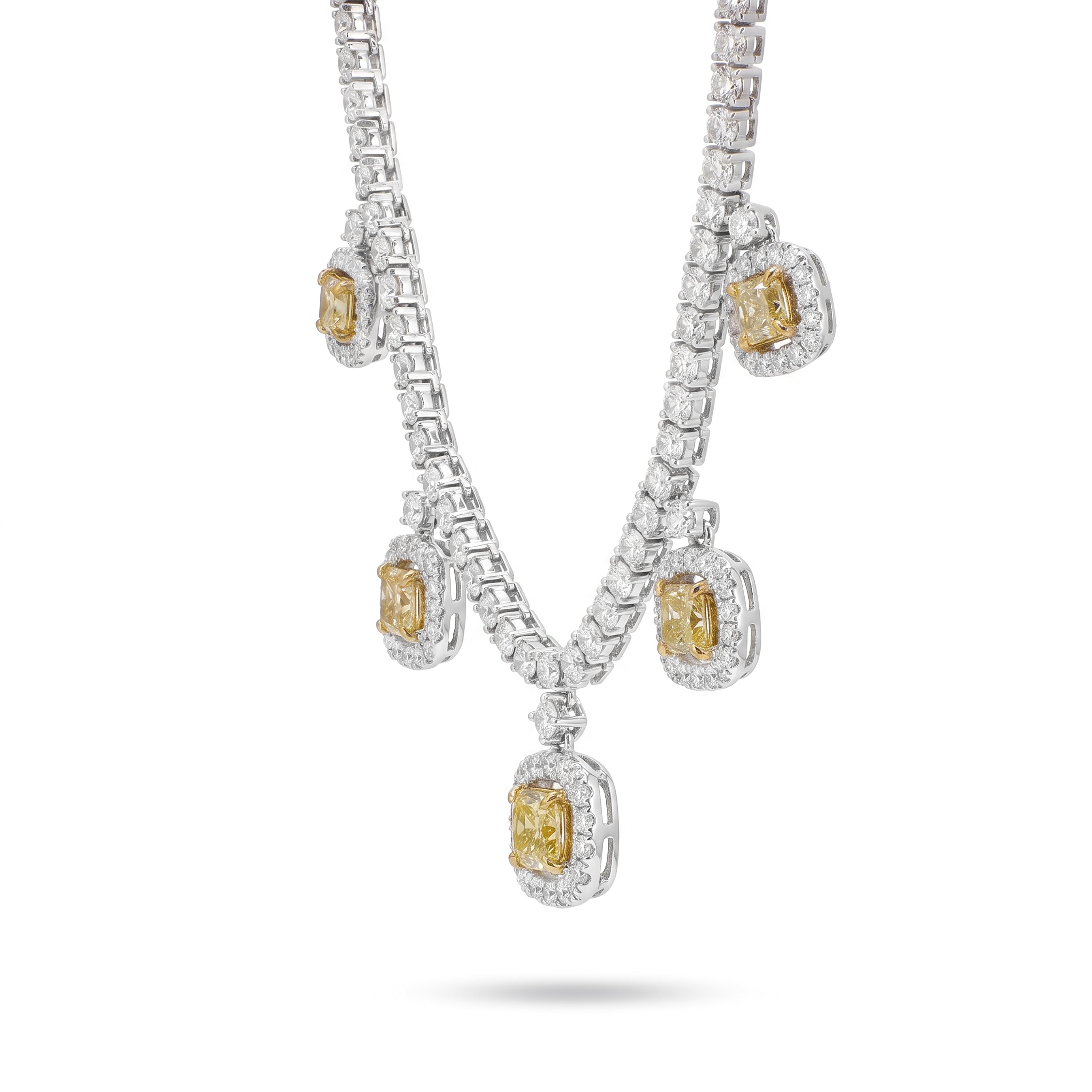 Natural Yellow Cushion Diamond Necklace | GIA Certified