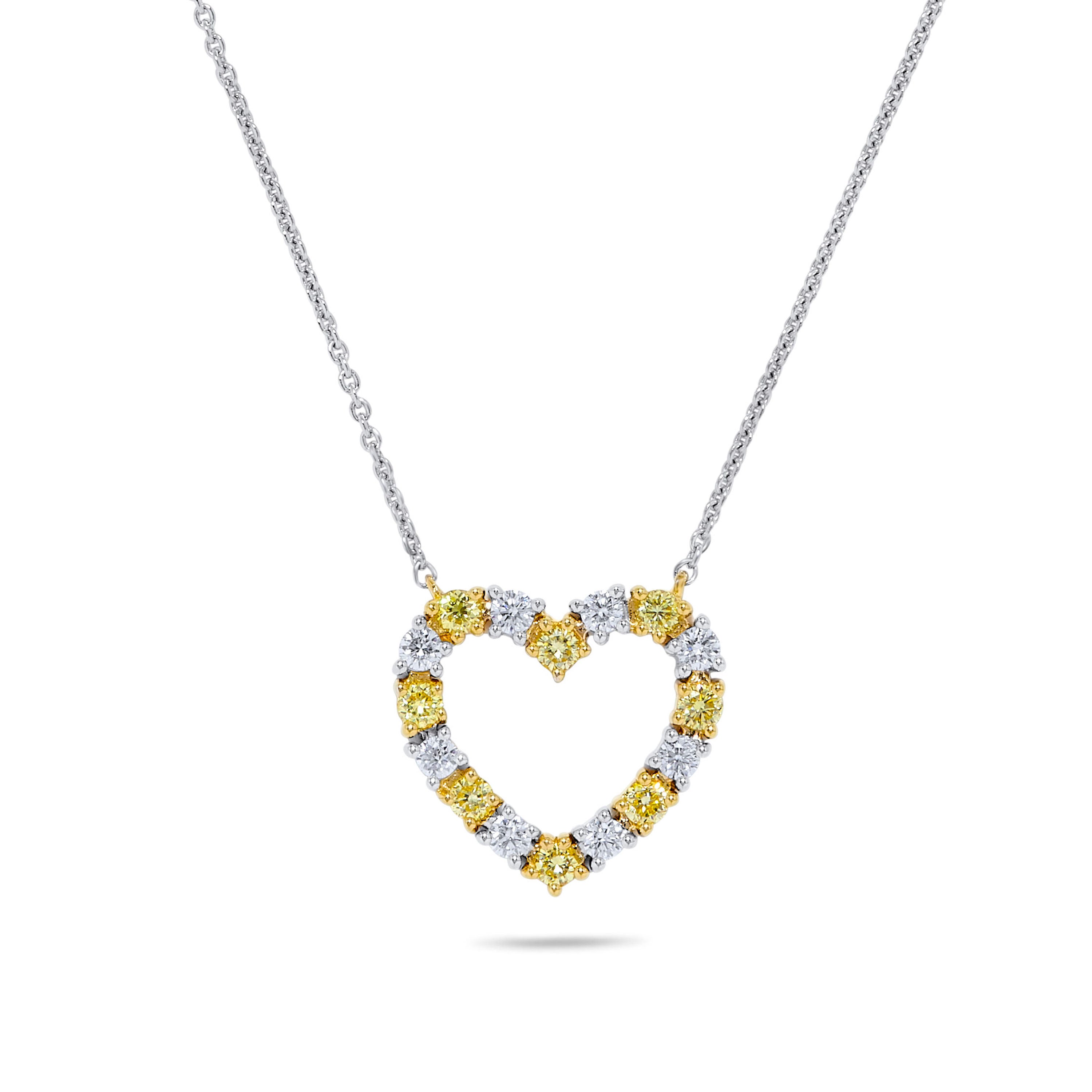 Yellow & White Diamond Heart Necklace JN0136GP