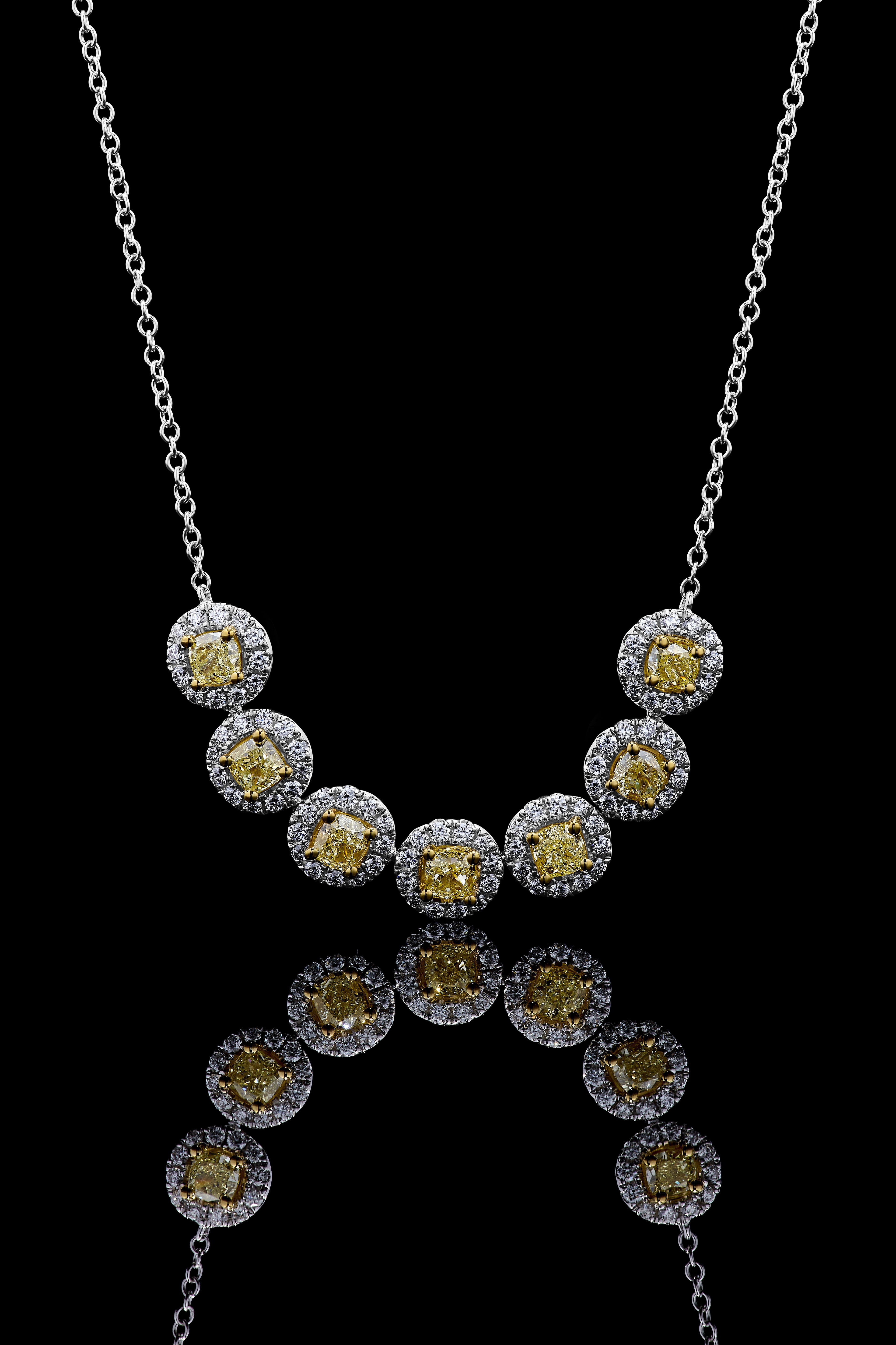 Yellow Cushion Cut Diamond Necklace JN0159GP