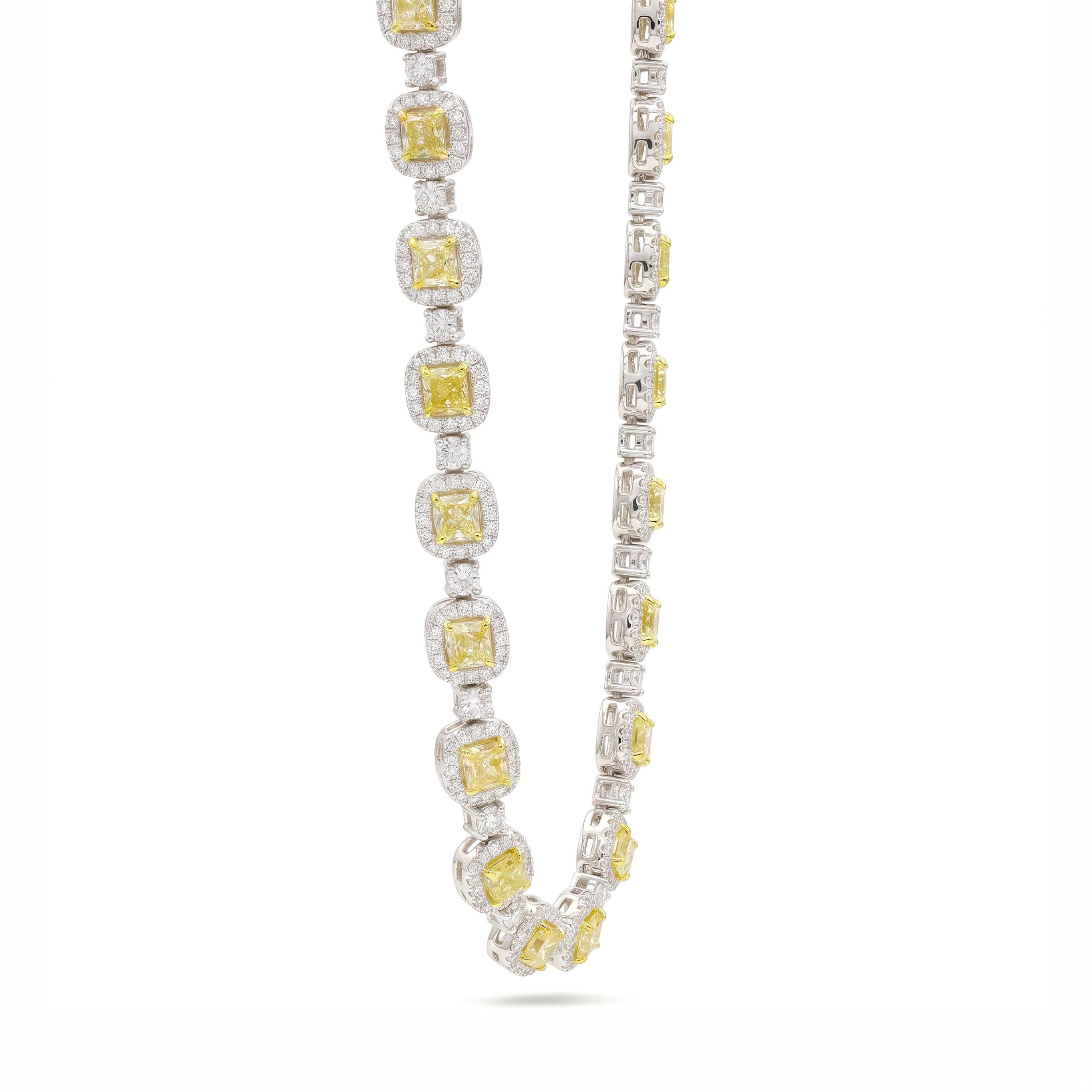 Natural 19.97 CT Yellow Radiant Diamond Halo Necklace