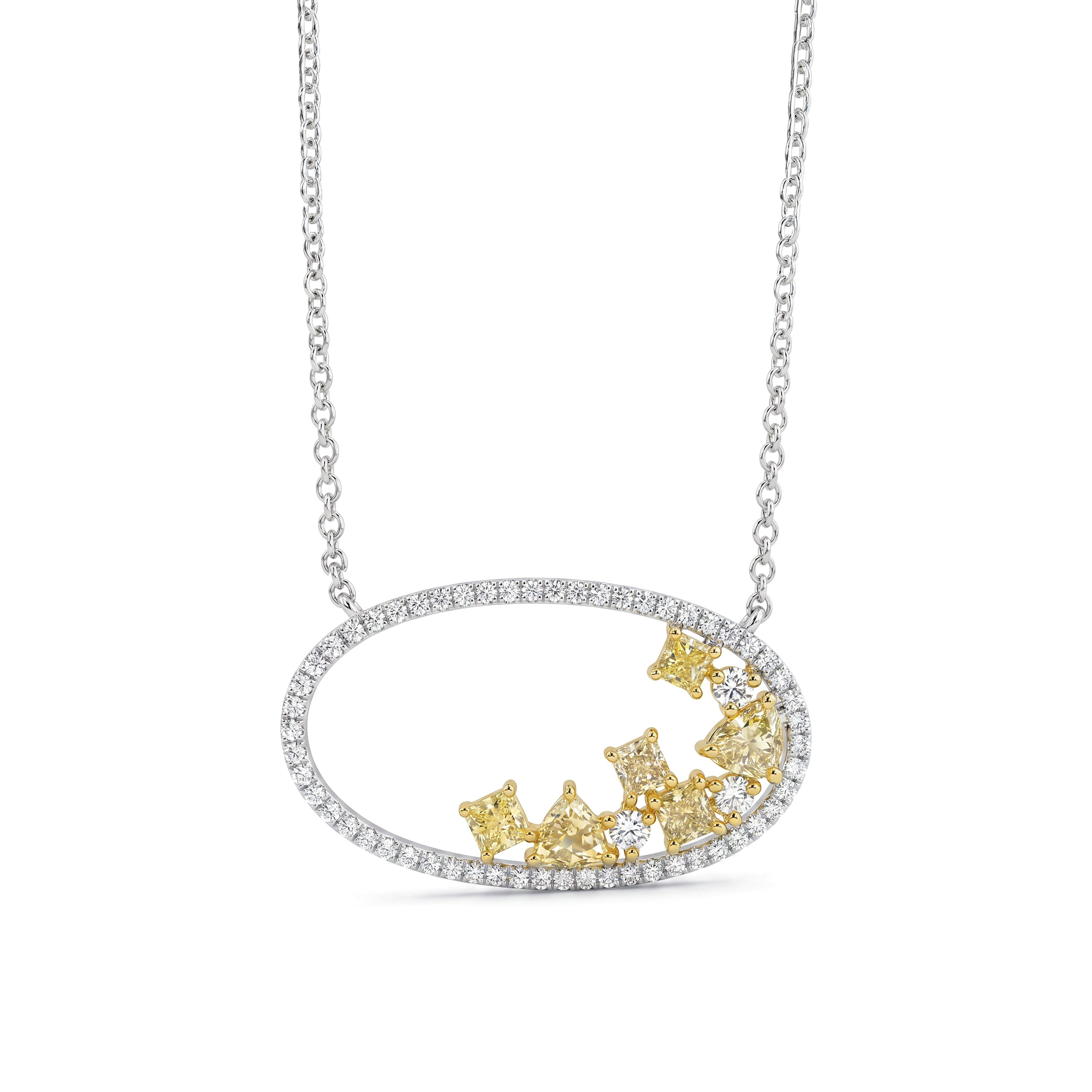 Natural Multi-shape Yellow Diamond Oval Necklace