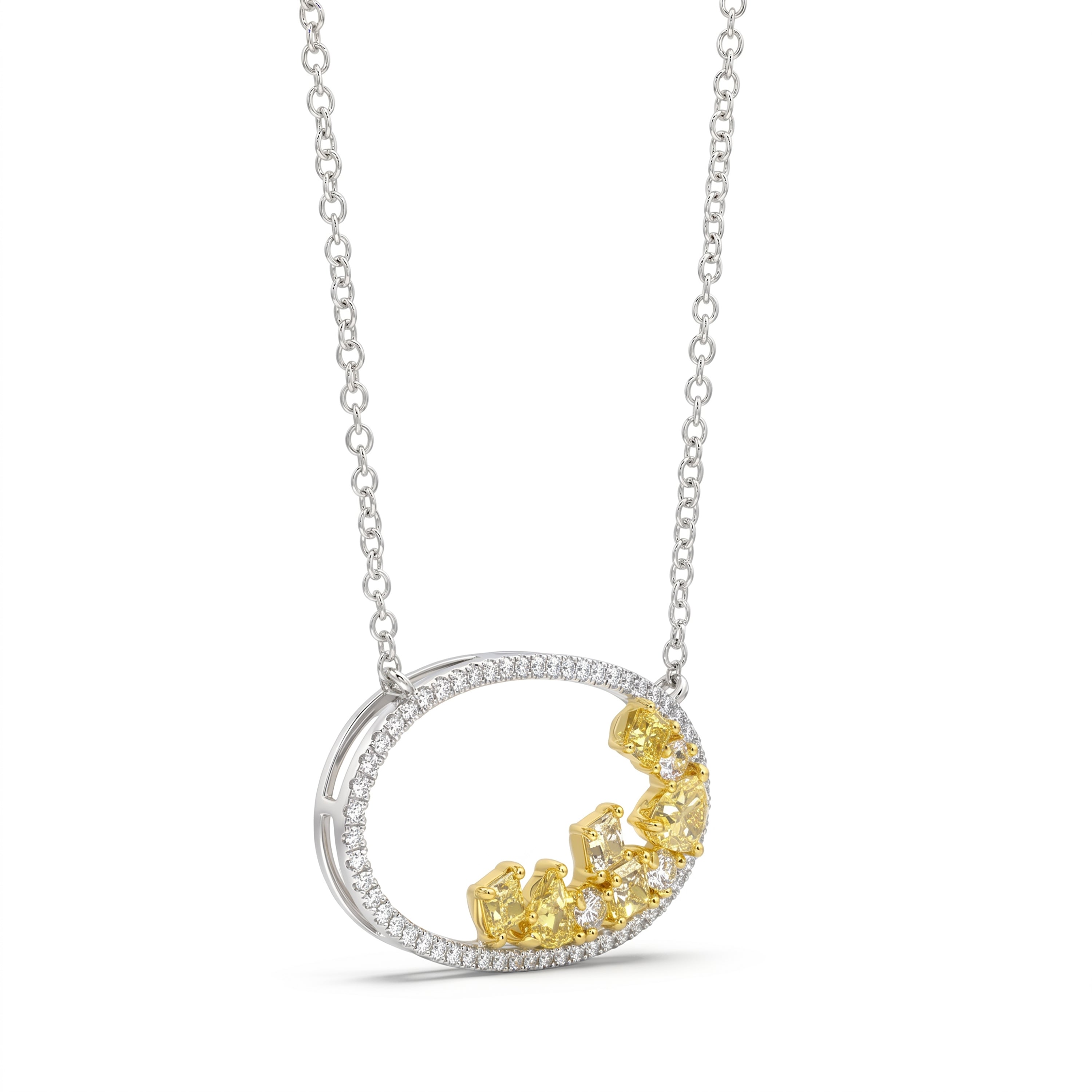 Natural Multi-shape Yellow Diamond Oval Necklace