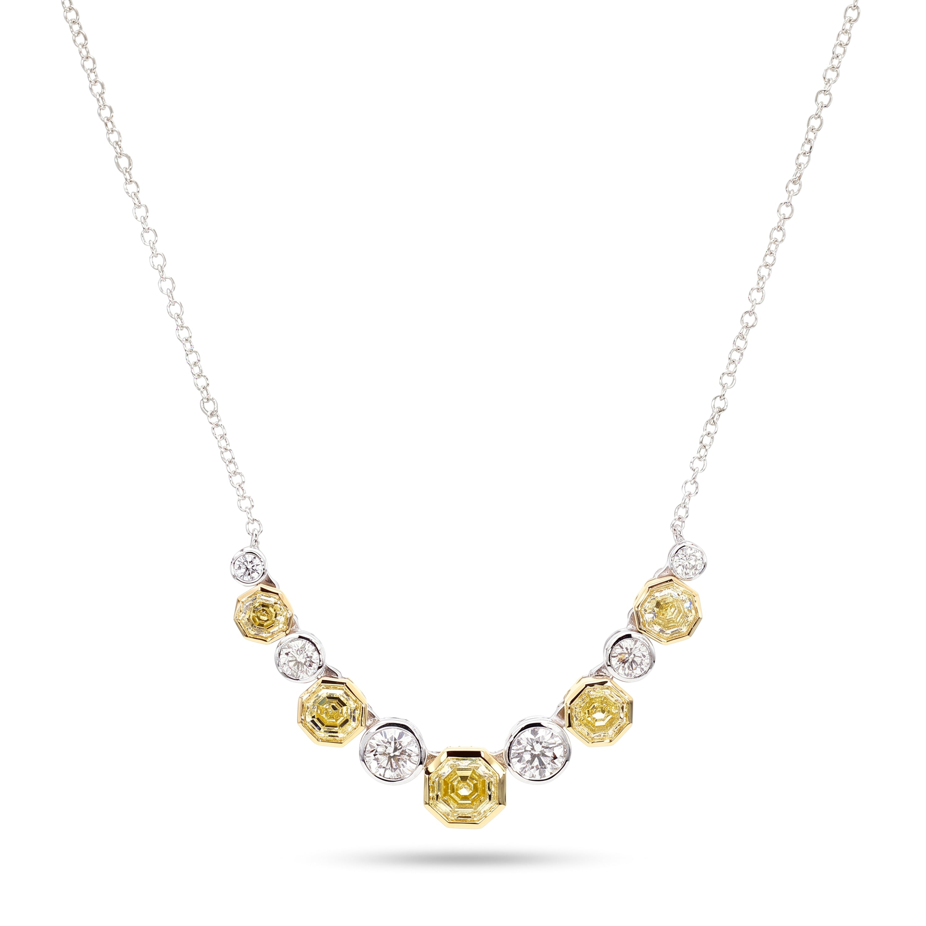 Natural Yellow Hexagon Diamond Necklace | GIA Certified