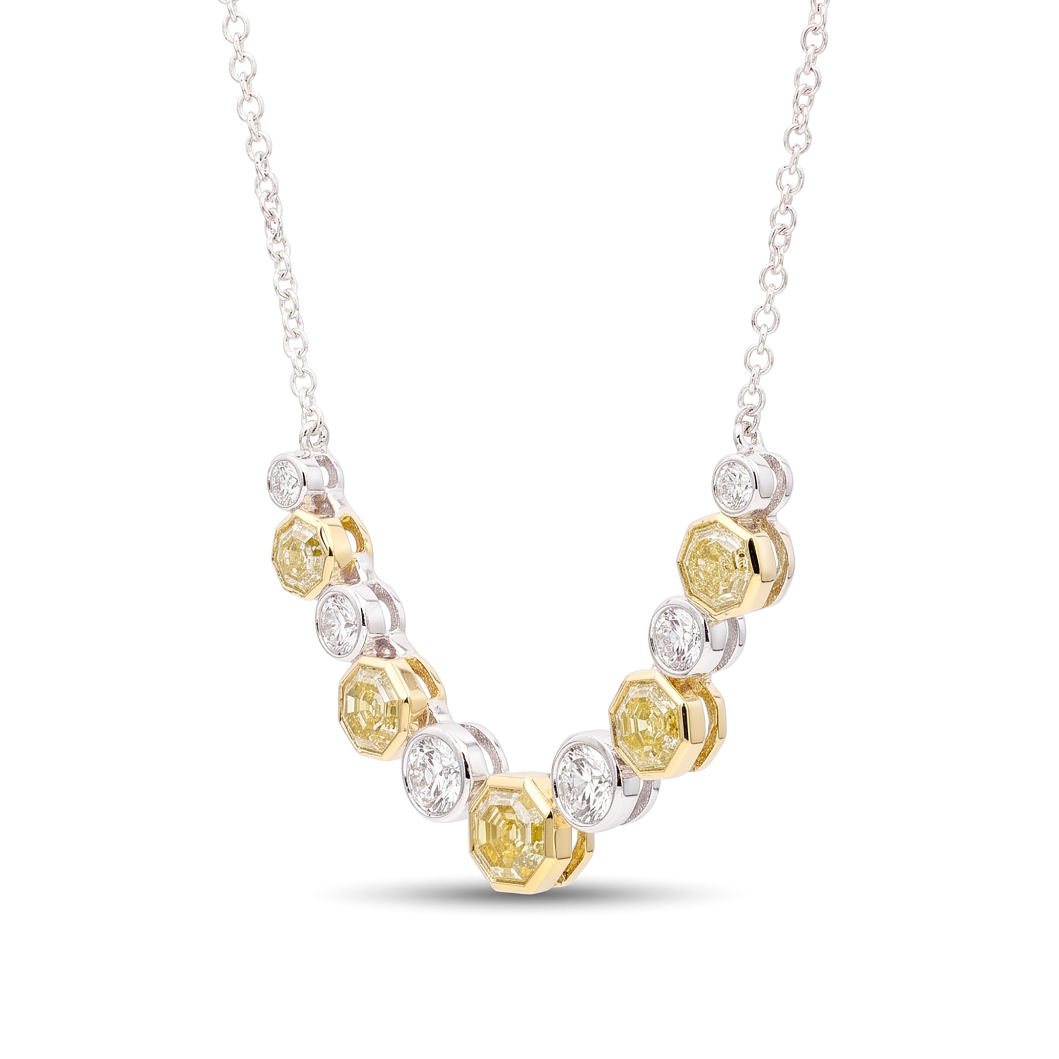 Natural Yellow Hexagon Diamond Necklace | GIA Certified