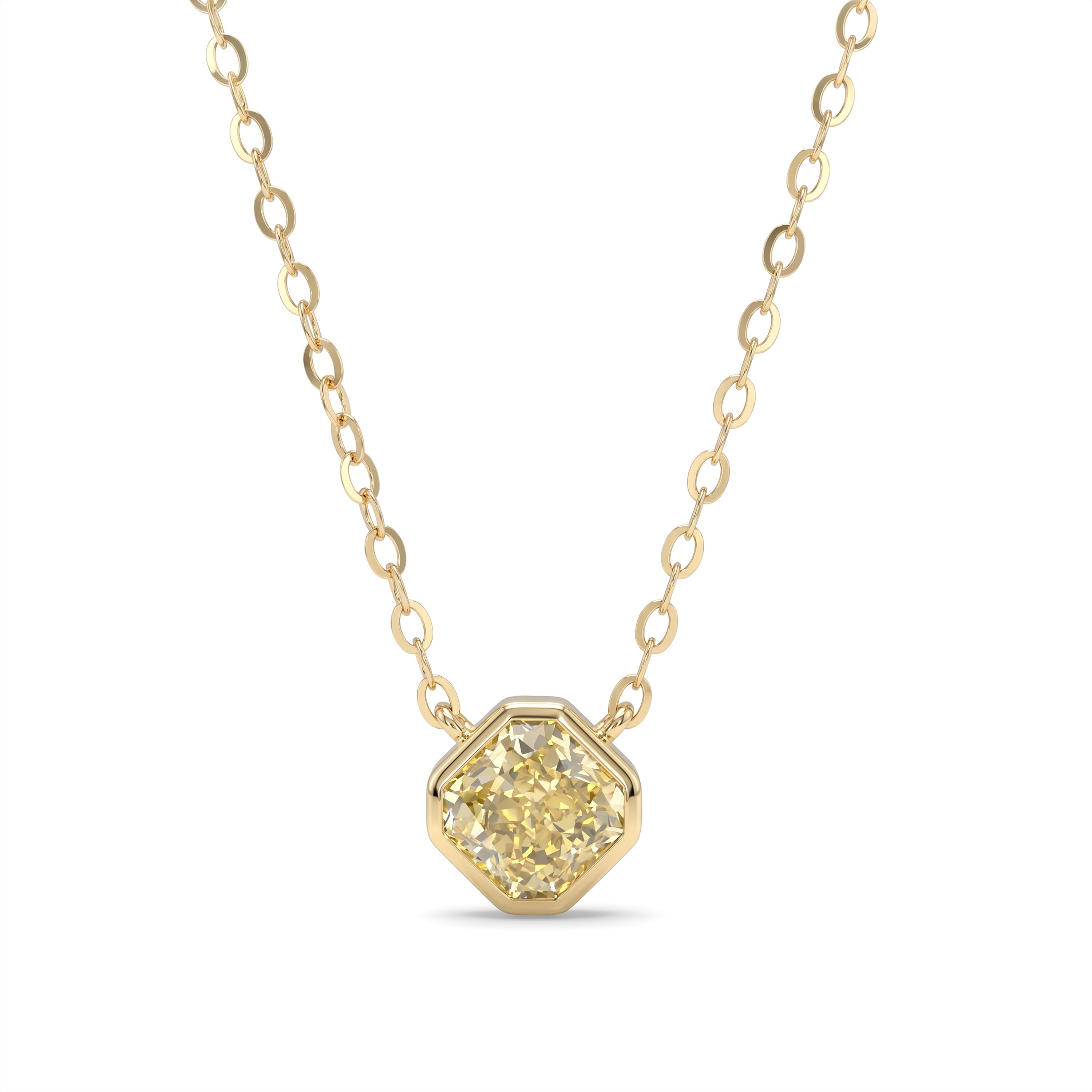Natural Yellow Radiant Diamond Bezel Necklace | GIA Certified