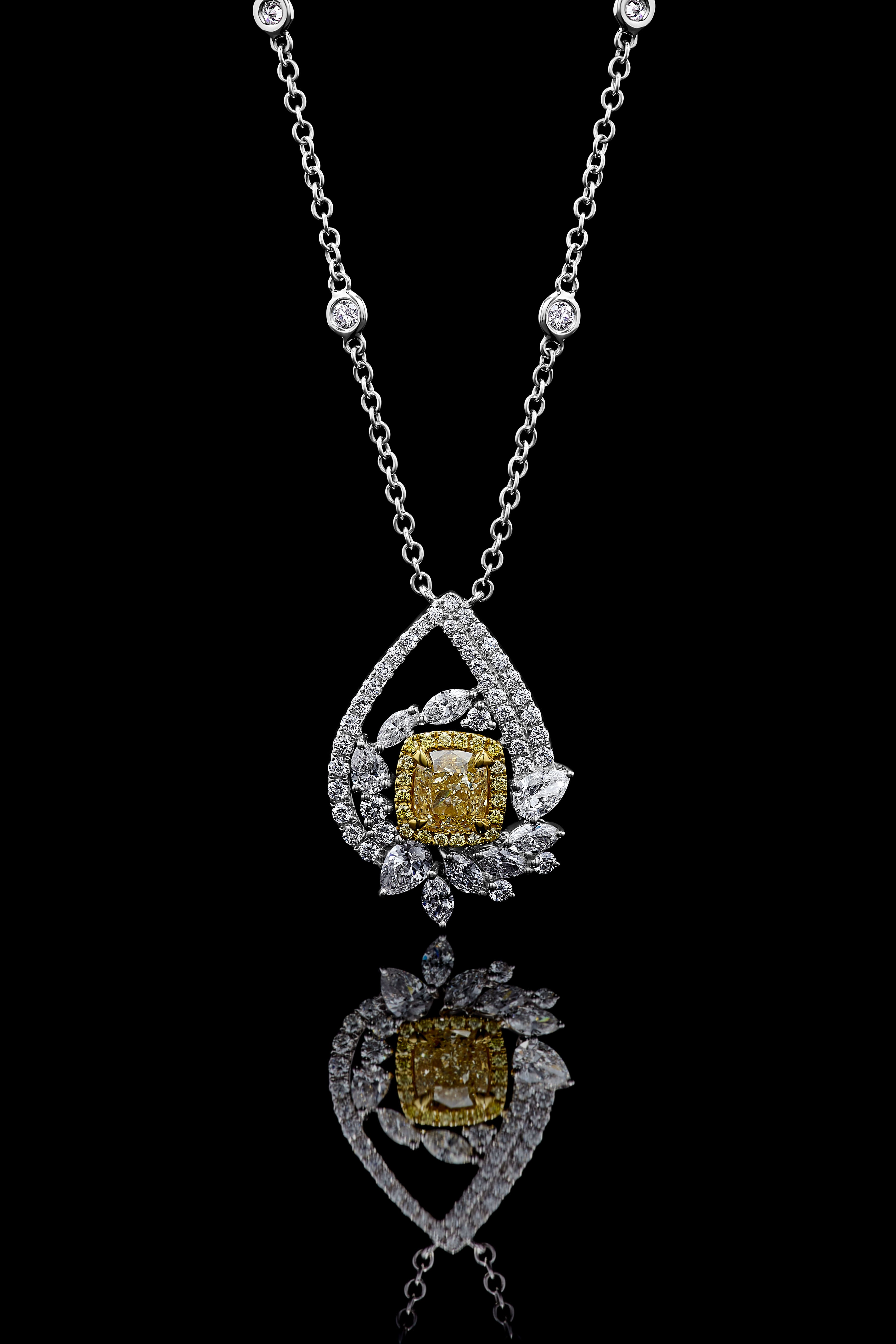 GIA Yellow Cushion Cut Diamond Necklace JN1009GH