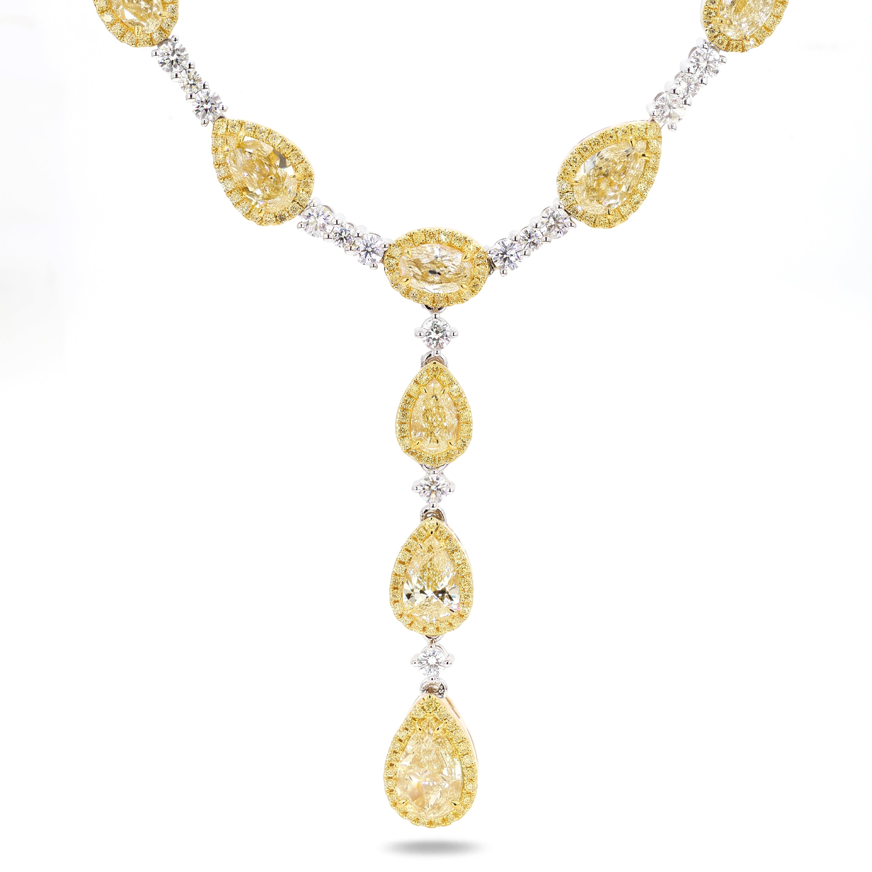 Natural Yellow Pear Diamond Drop Necklace | GIA Certified