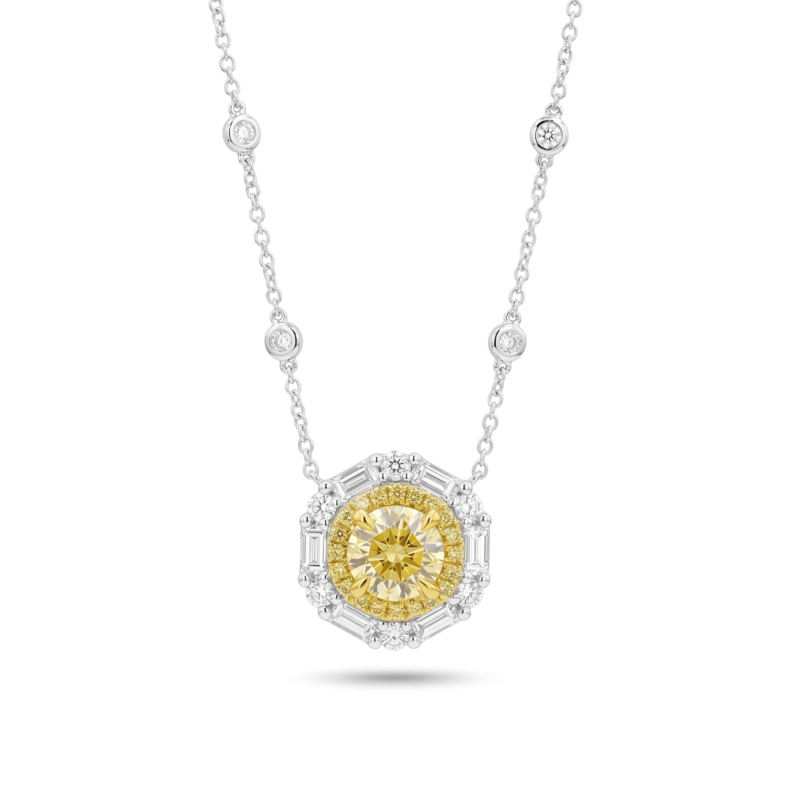 Natural Yellow Diamond Halo Pendant | GIA Certified