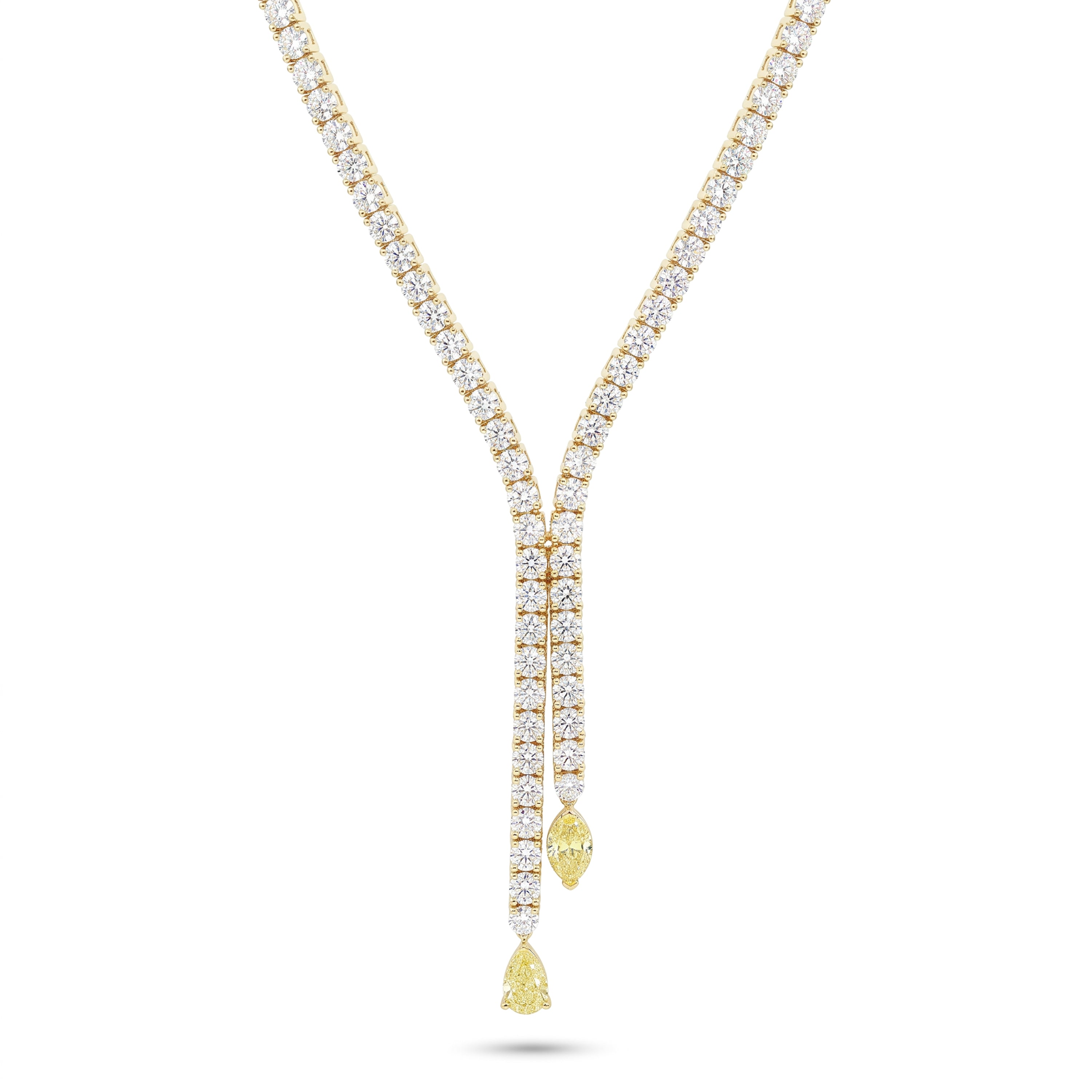Natural Yellow Marquise Diamond Necklace | GIA Certified