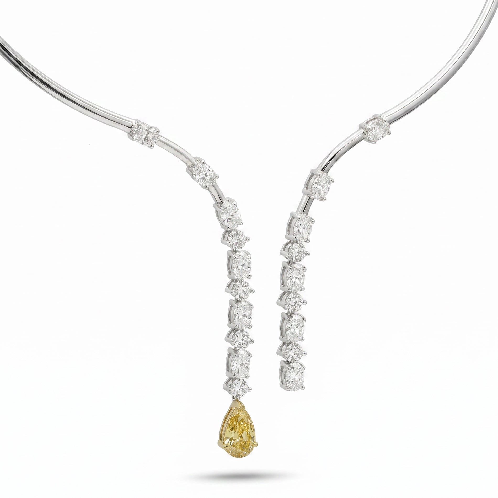 Natural Yellow Pear Diamond Drop Necklace | GIA Certified