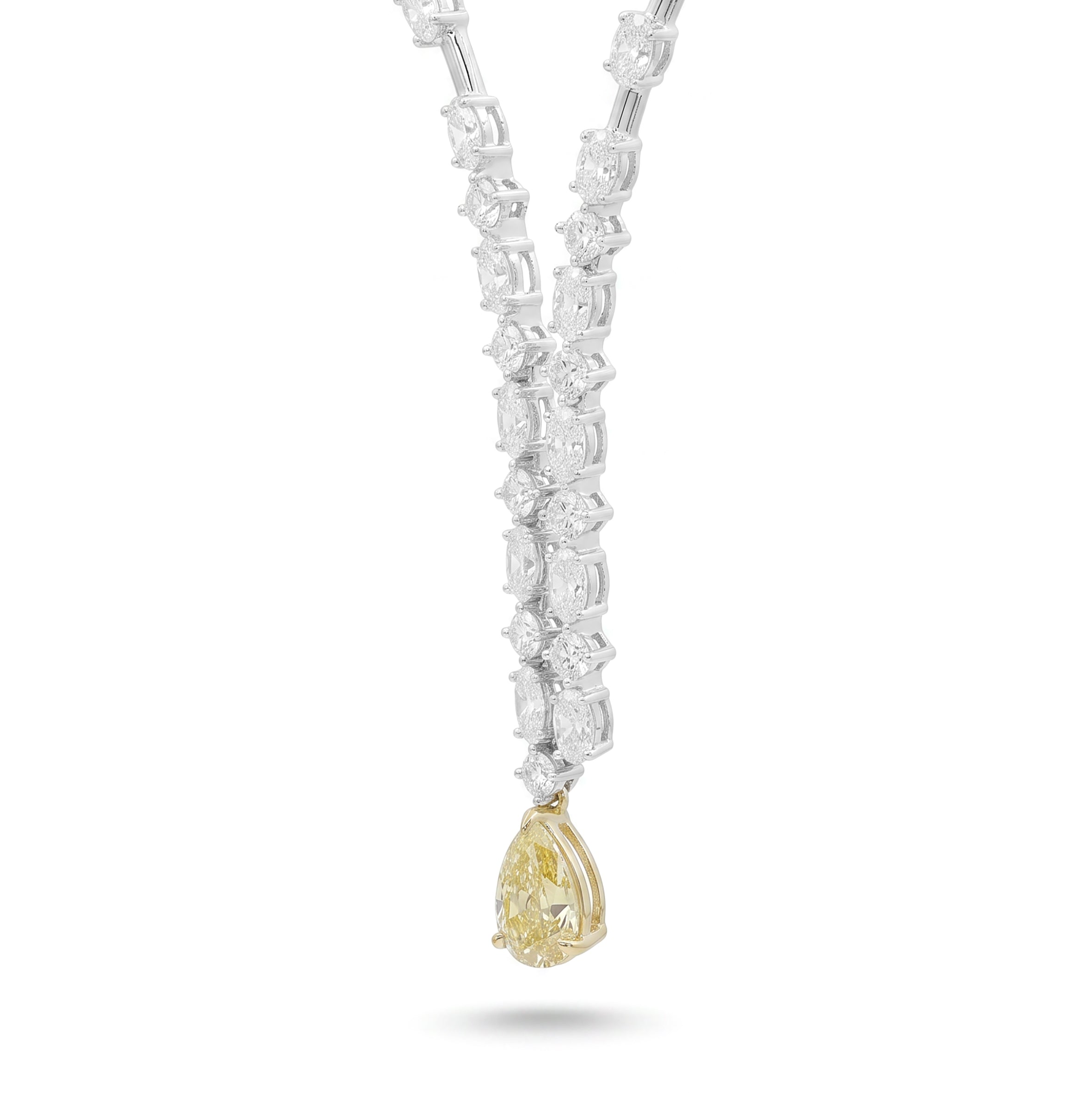 Natural Yellow Pear Diamond Drop Necklace | GIA Certified