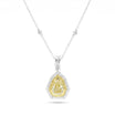Natural Yellow Shield Diamond Halo Drop Necklace | GIA Certified