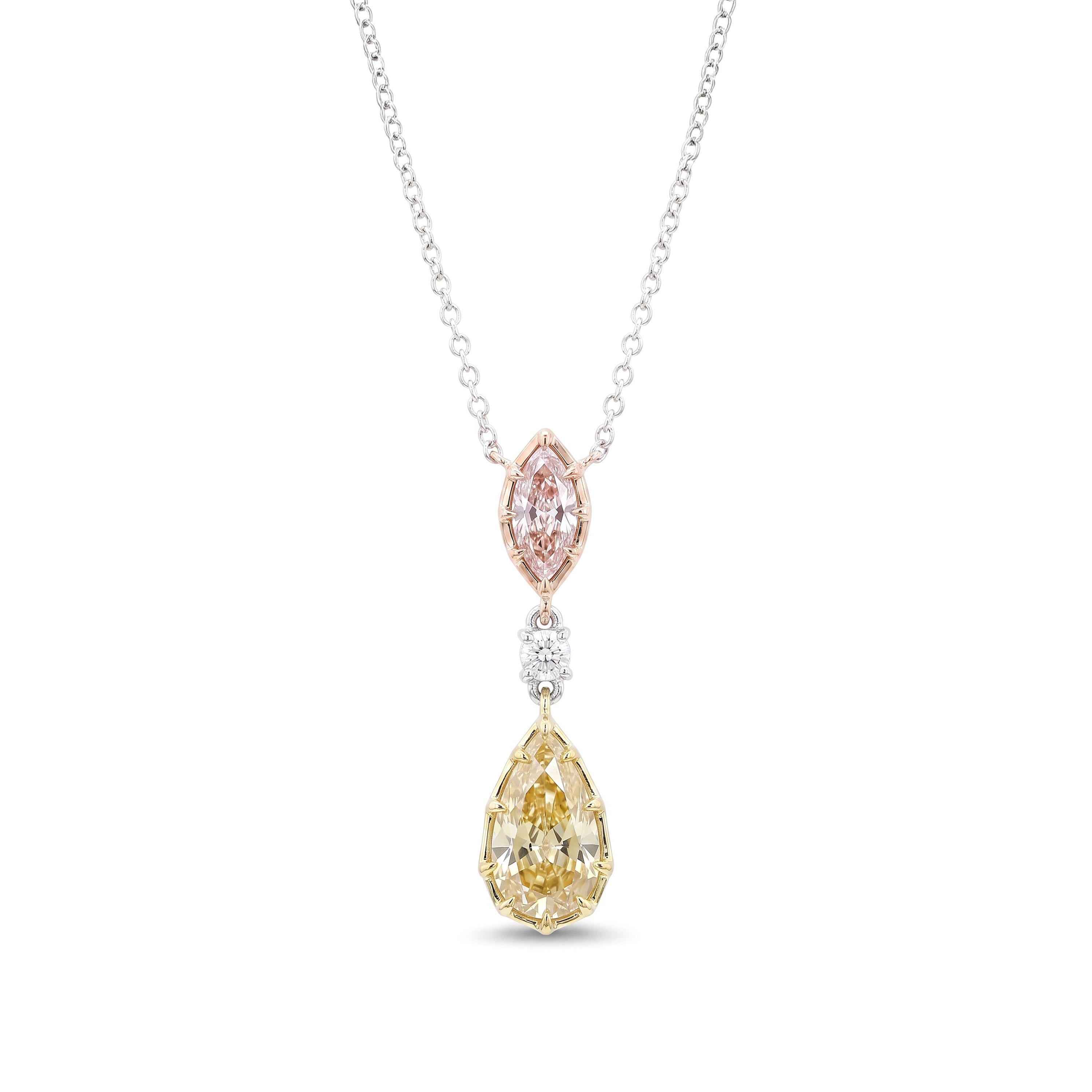 Natural Yellow Kite Diamond Drop Necklace | GIA Certified