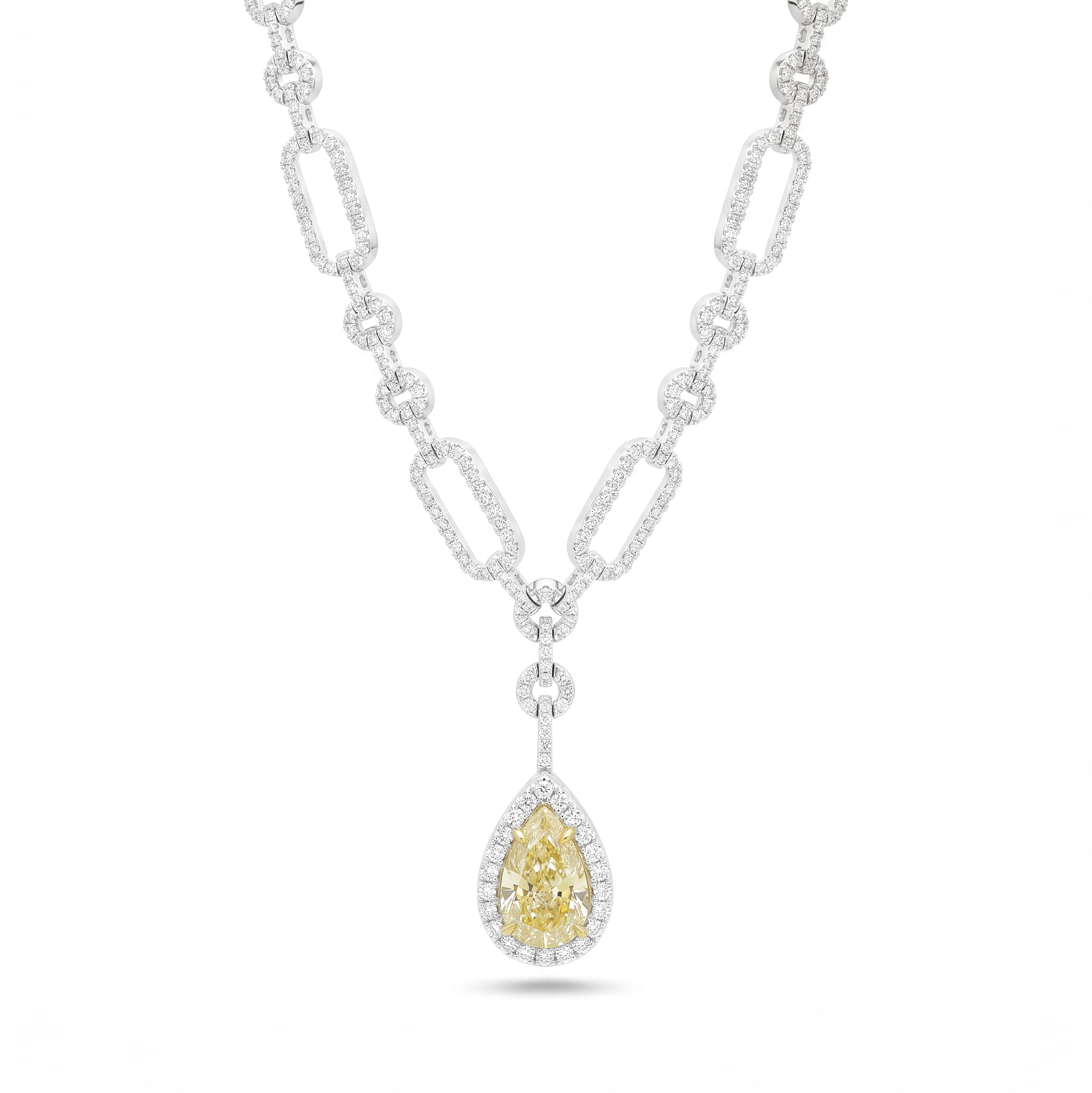 Natural Yellow Pear Diamond Drop Necklace | GIA Certified