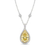 Natural Yellow Pear Diamond Halo Necklace | GIA Certified