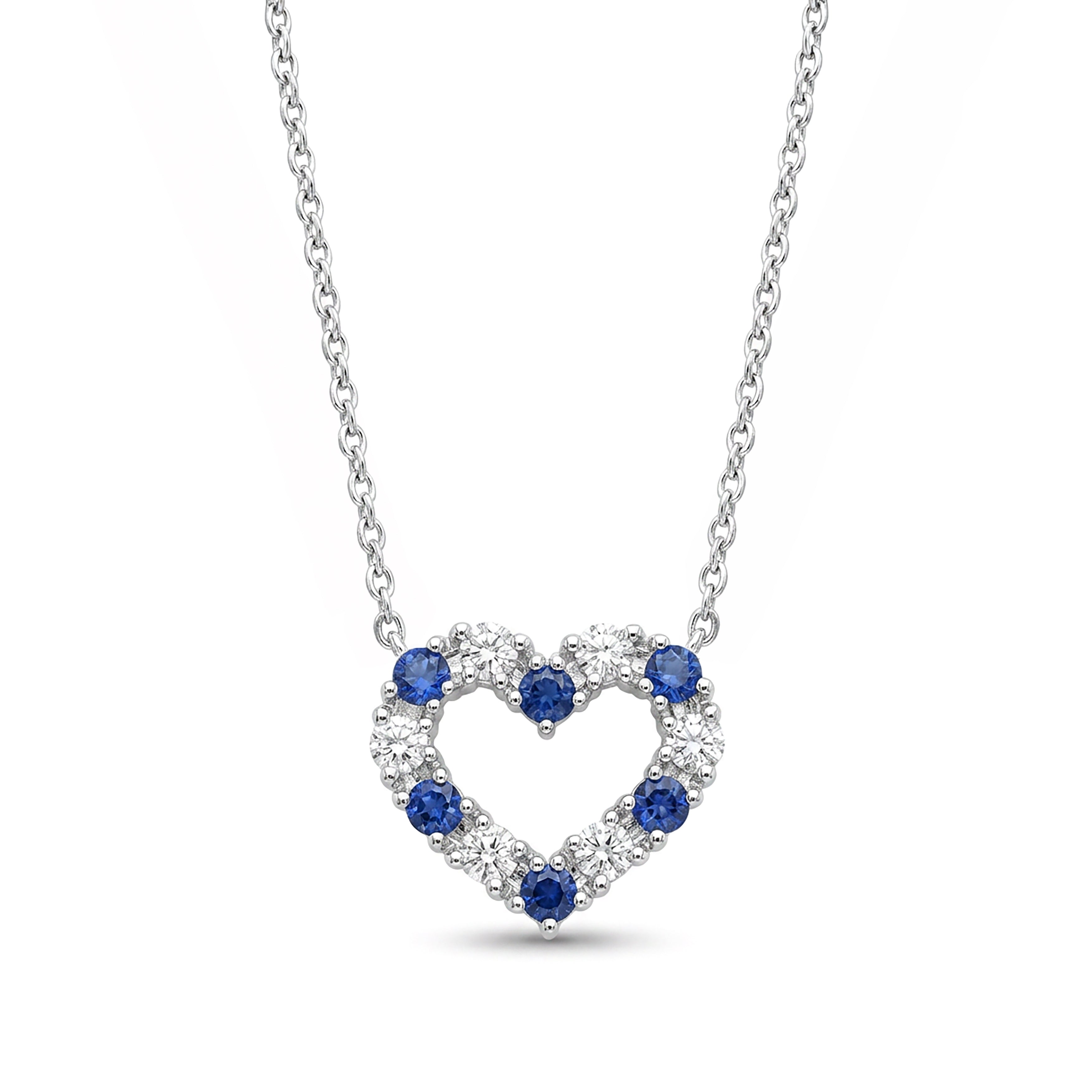 Natural Sapphire & Diamond Heart Necklace