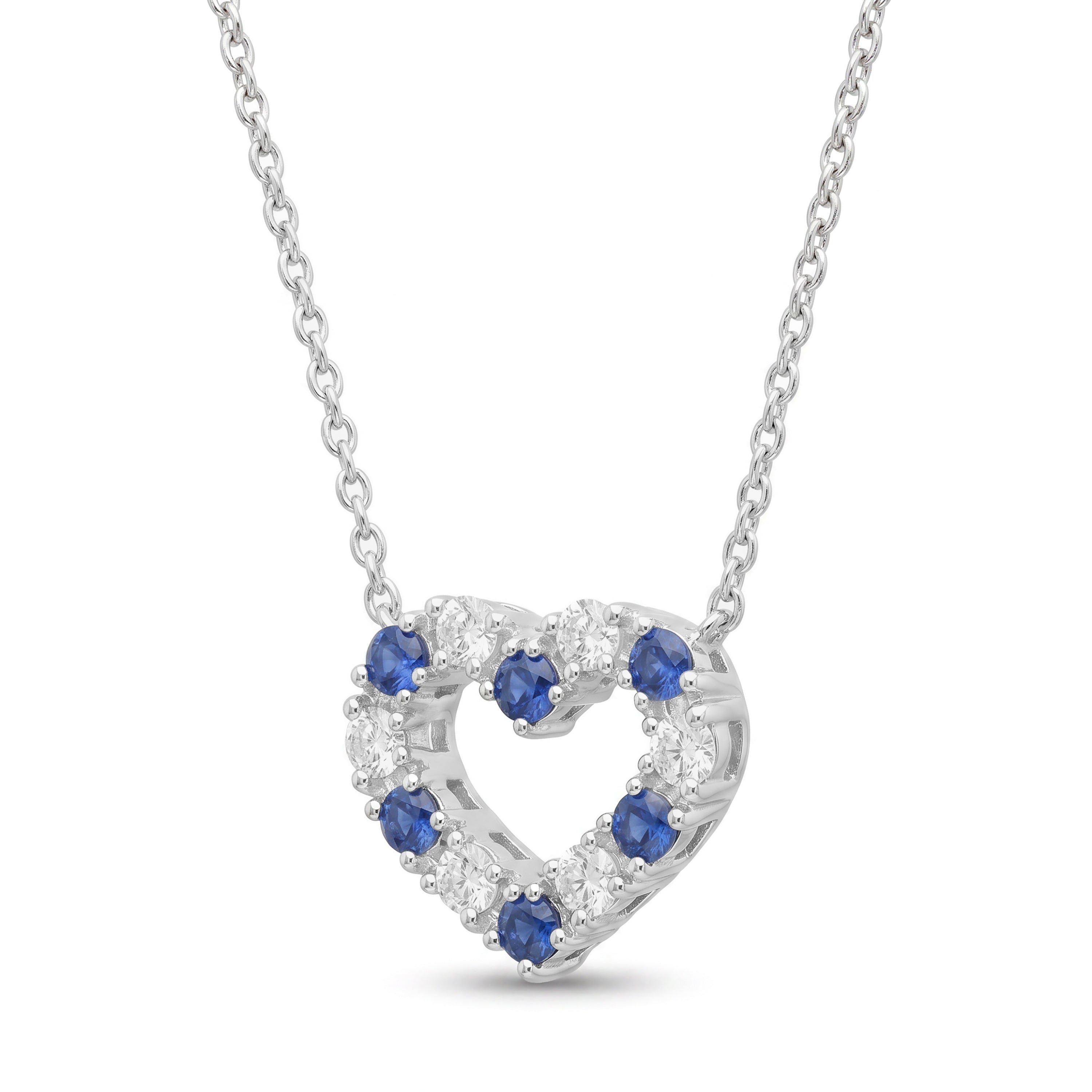 Natural Sapphire & Diamond Heart Necklace