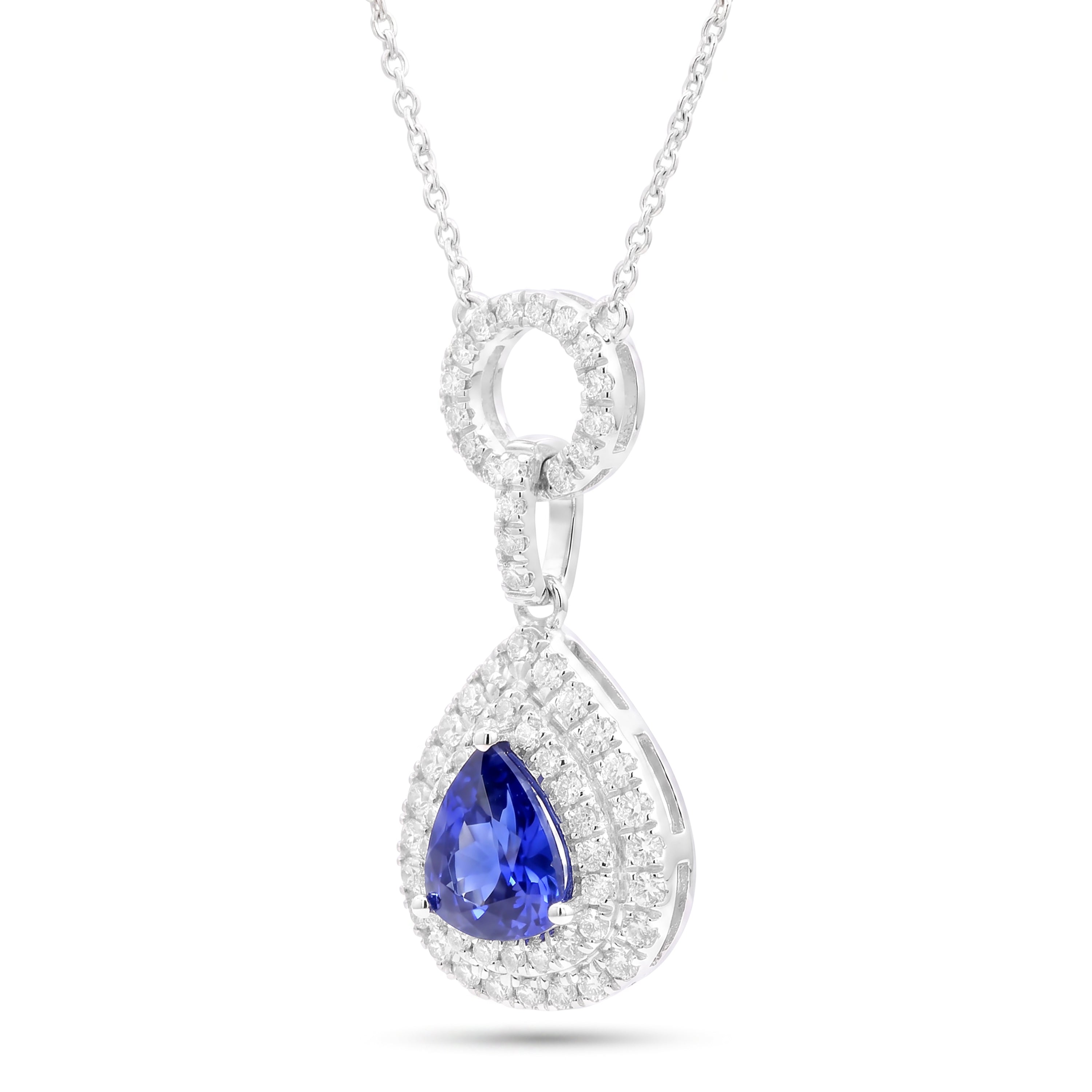 Natural Pear Sapphire & Diamond Drop Pendant