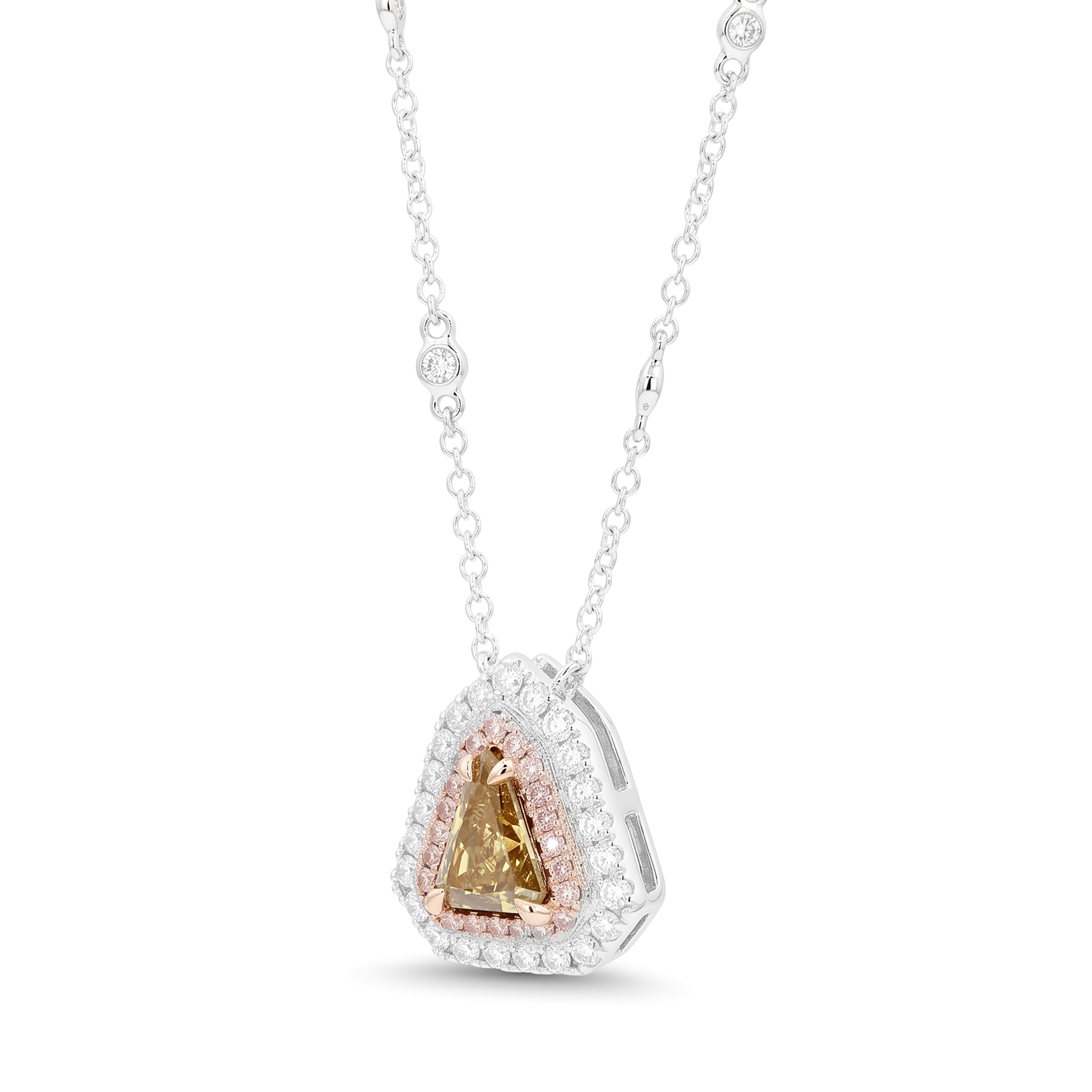 Natural Yellow Shield Diamond Halo Pendant | GIA Certified