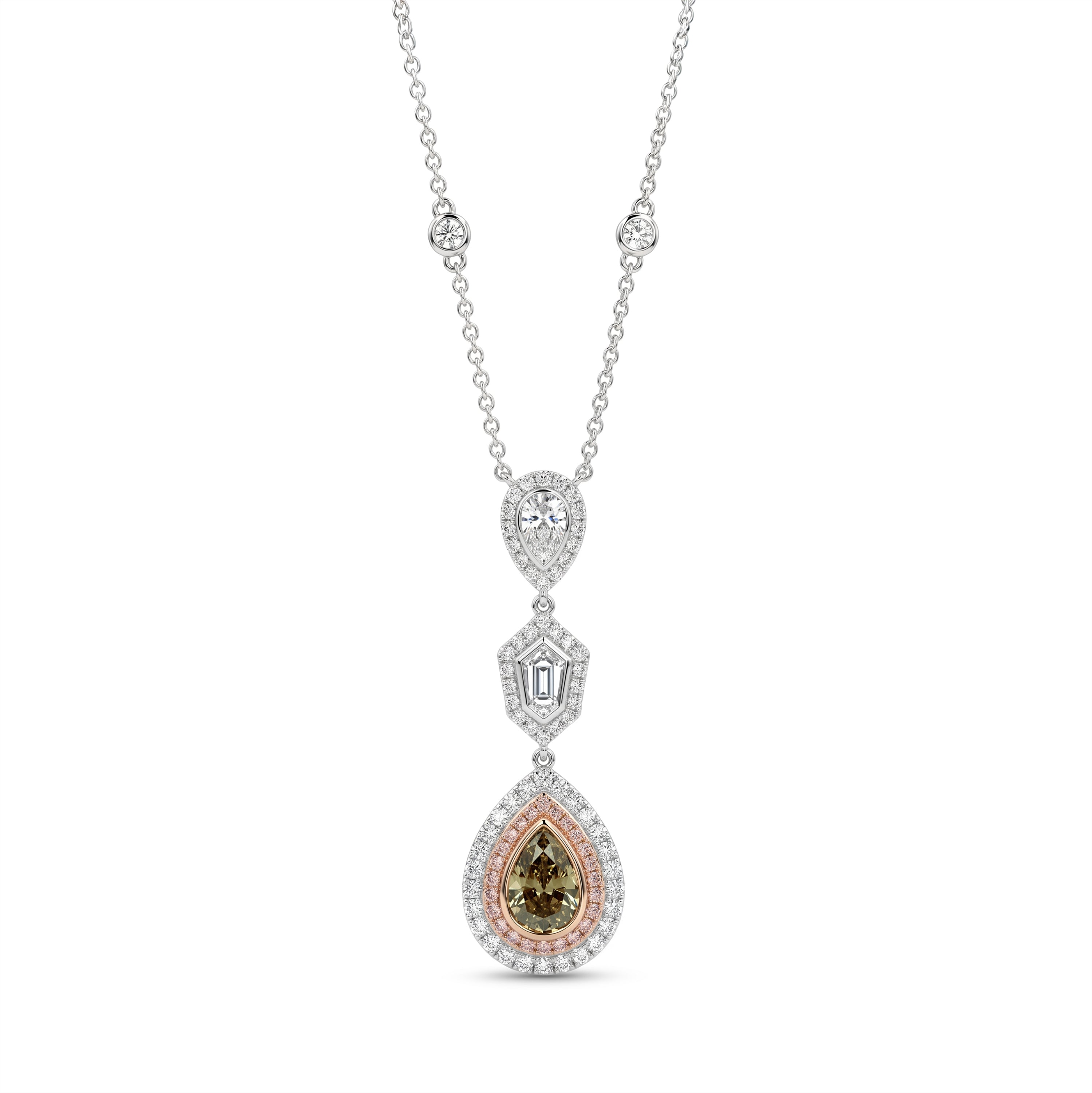 Natural Green Pear Diamond Drop Necklace | GIA Certified