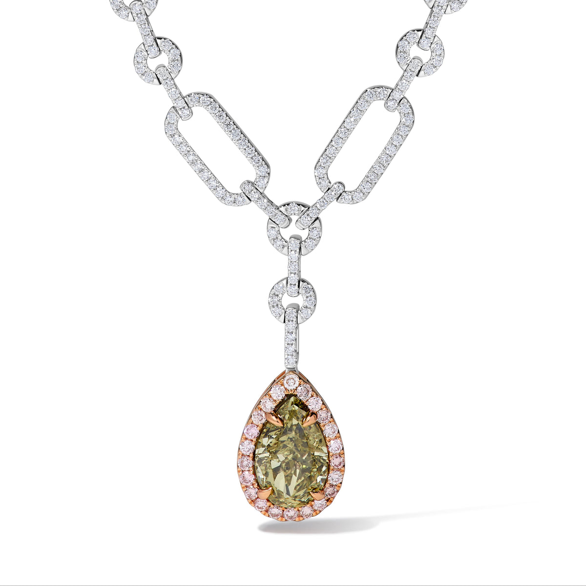 Natural Green Pear Diamond Necklace GIA Certified product image 1