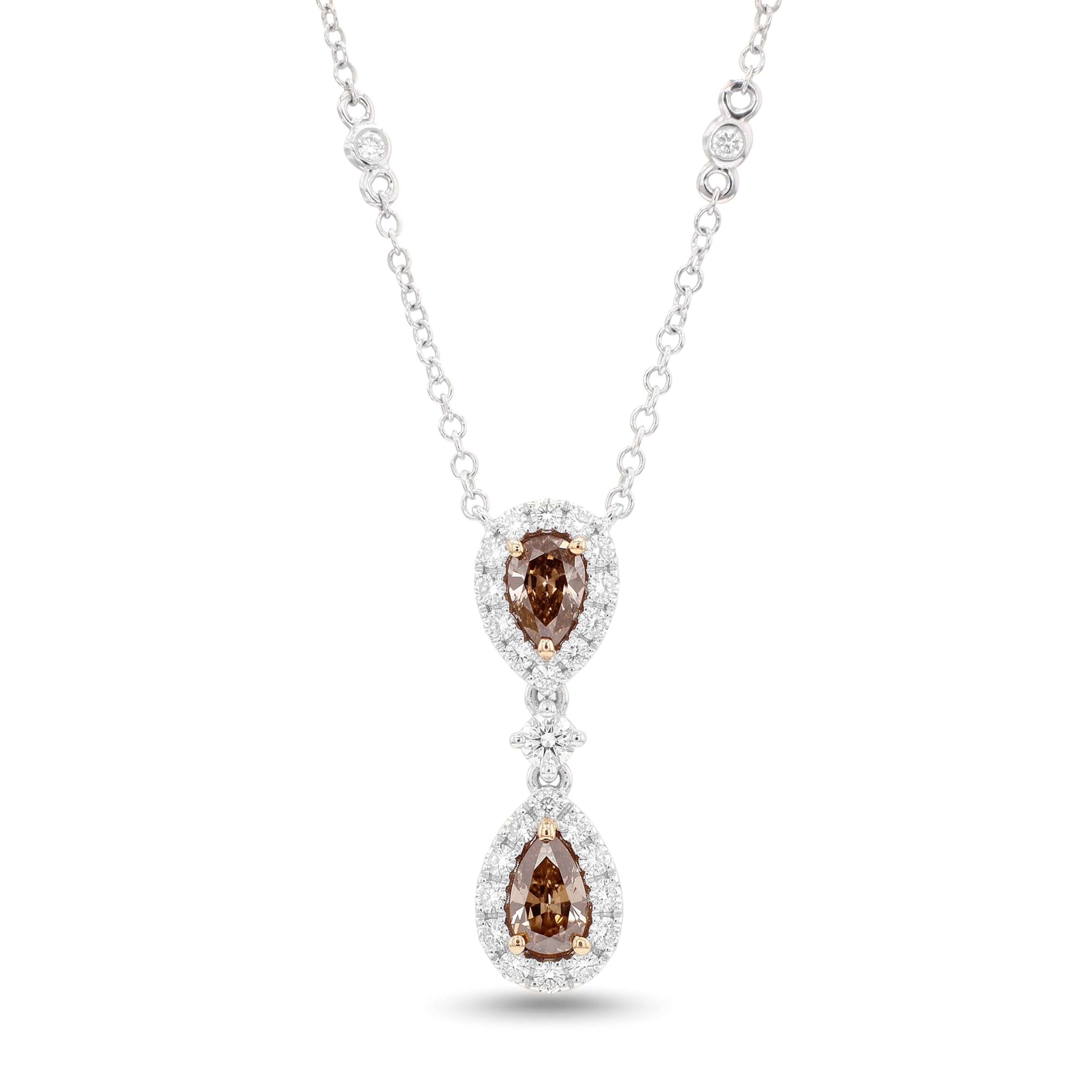 Natural Pink Pear Diamond Halo Drop Pendant | GIA Certified