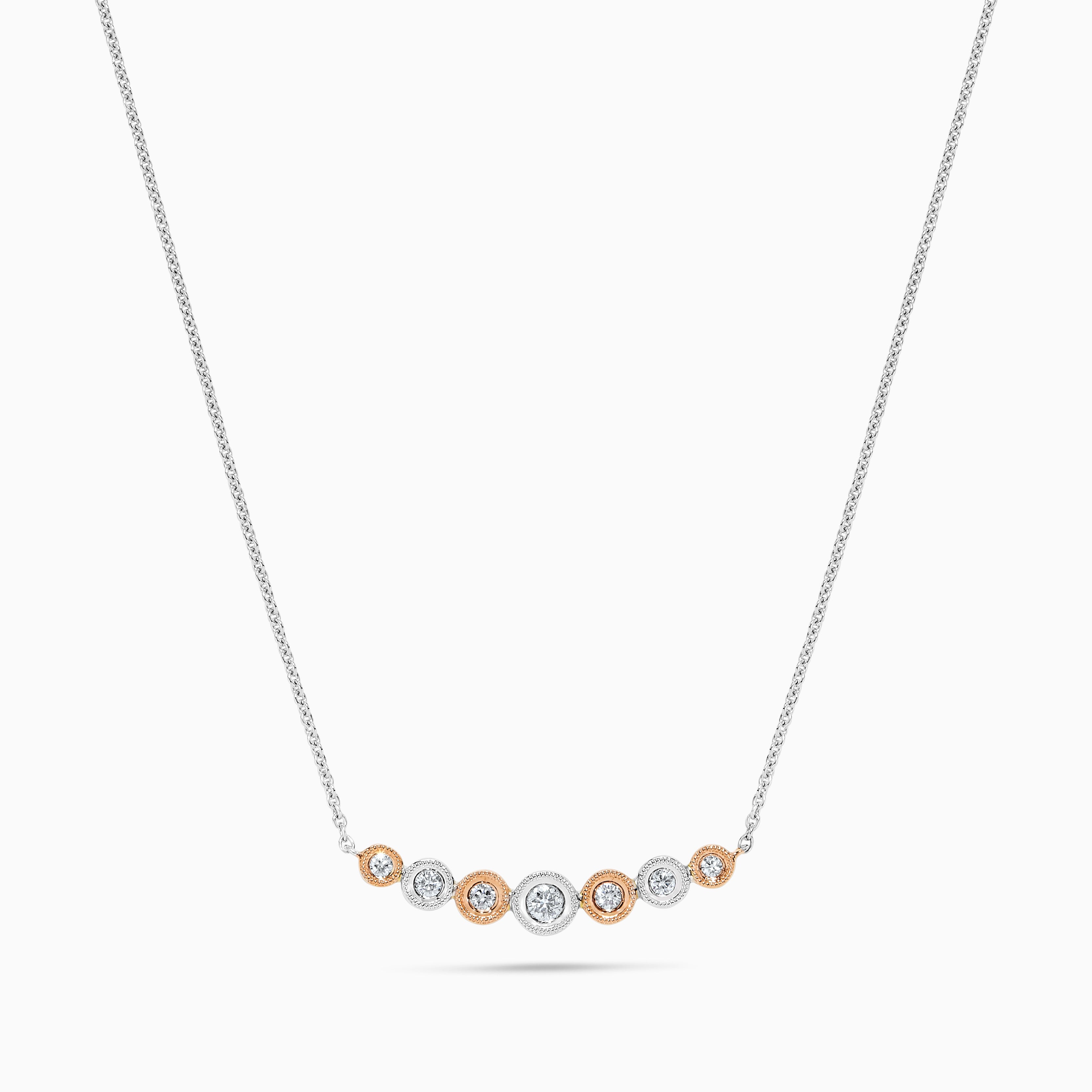 Pink & White Diamond Gold Drop Necklace JNP015GPB