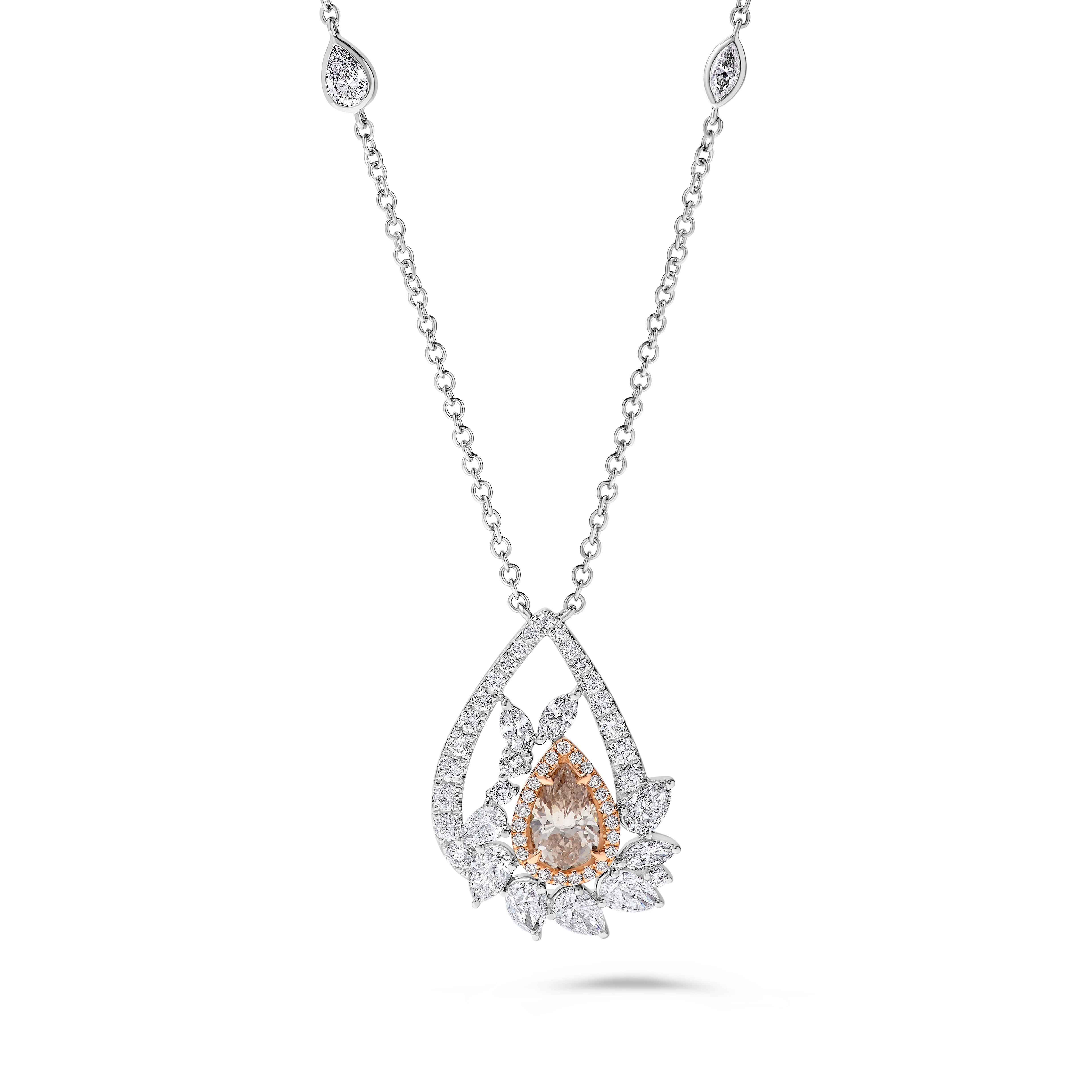 GIA Pink Pear Cut Diamond Necklace JNP017GH