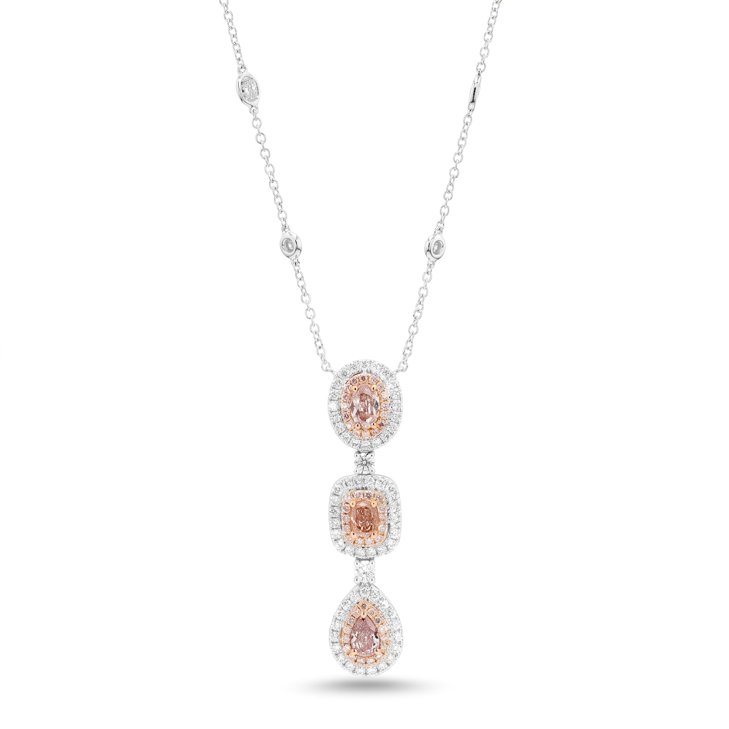 Natural Pink Multi-shape Diamond Halo Drop Pendant | GIA Certified