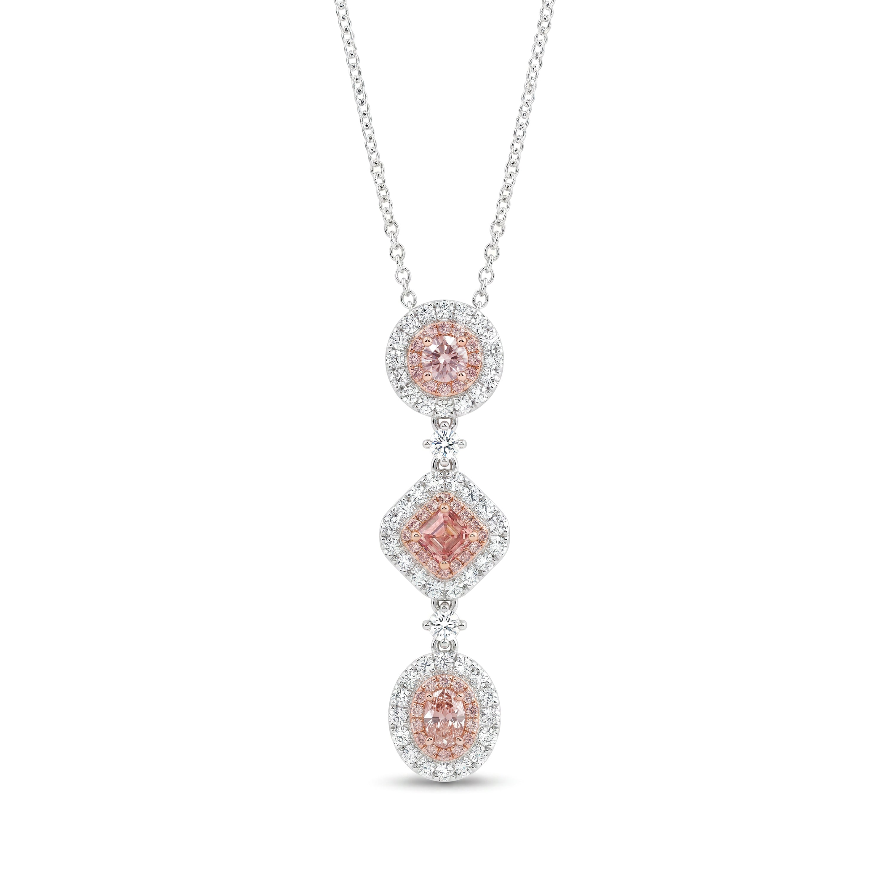 Natural Pink & Orange Diamond Drop Necklace | GIA Certified