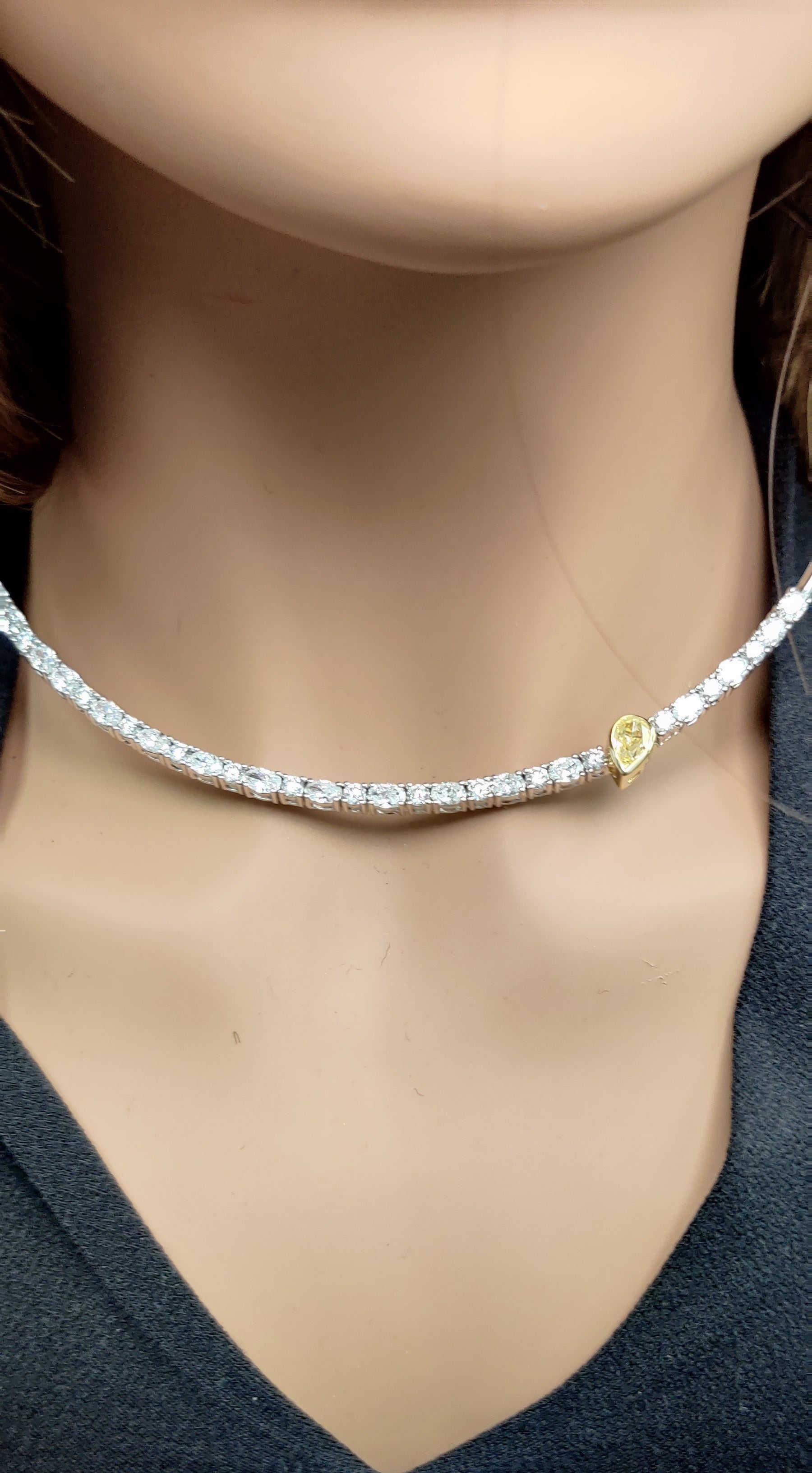 Natural Yellow Pear Diamond Necklace Gia Certified