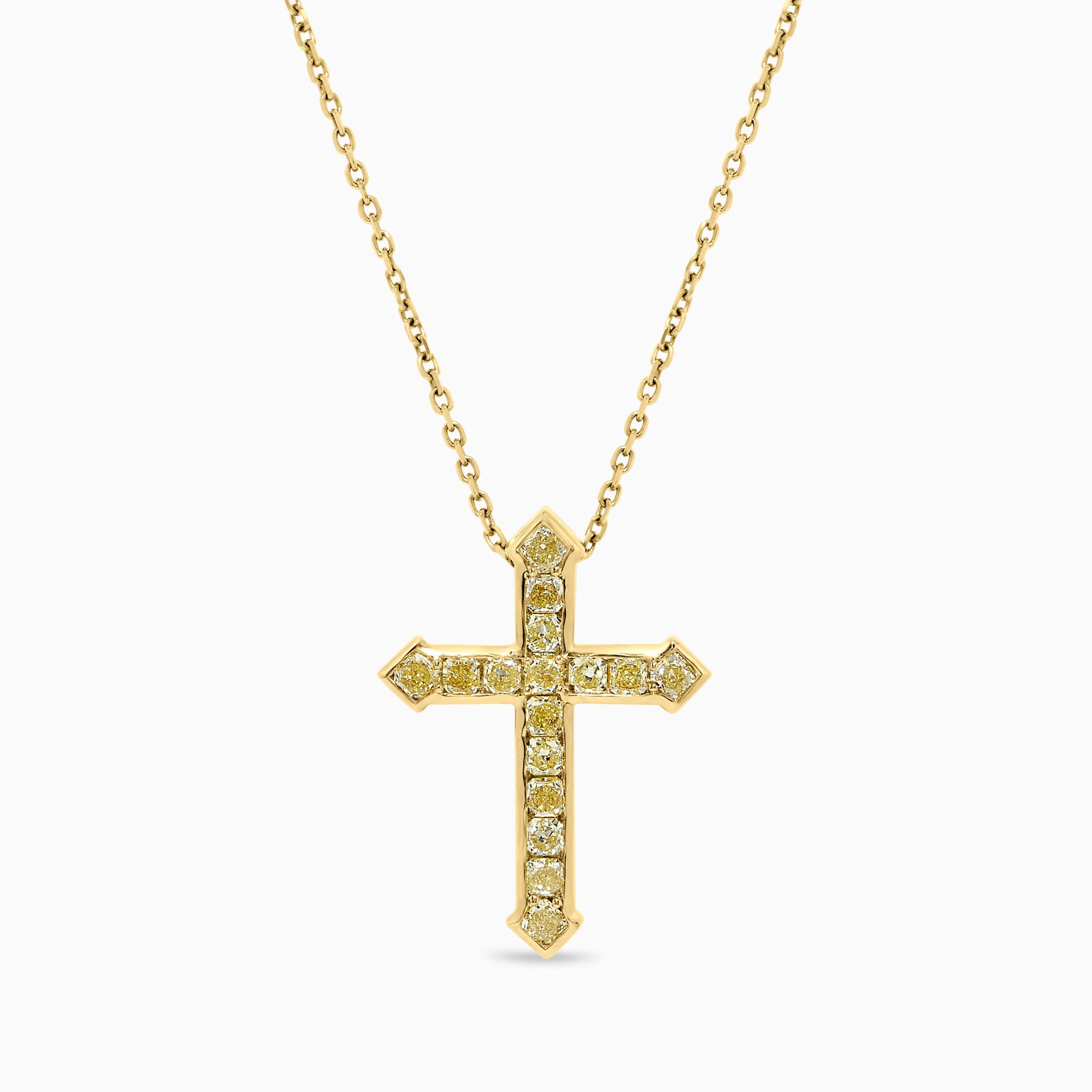 Yellow Radiant Diamond Cross Pendant JP01012P