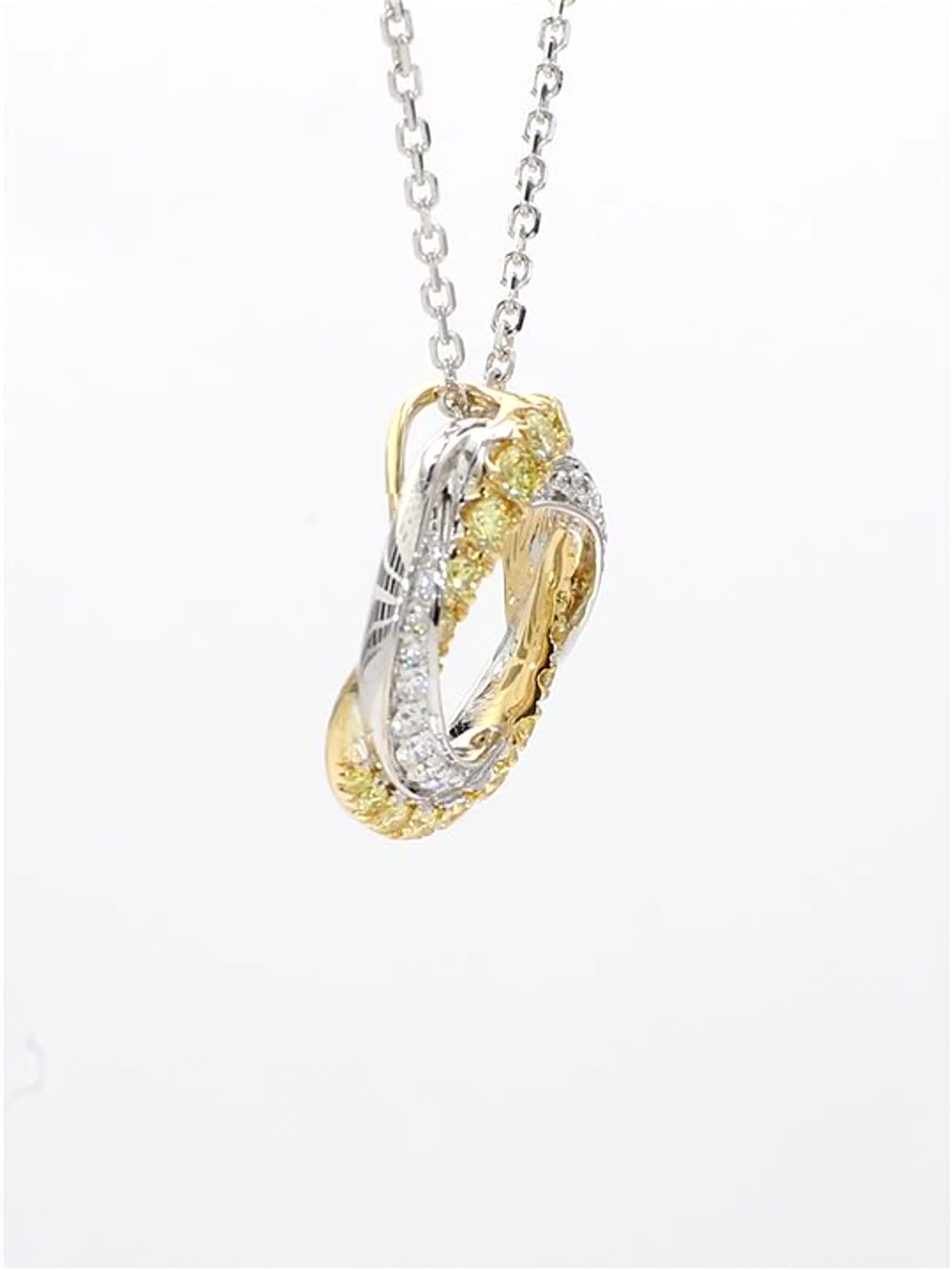 Natural Yellow Round and White Diamond .63 Carat TW Gold Circle Pendant