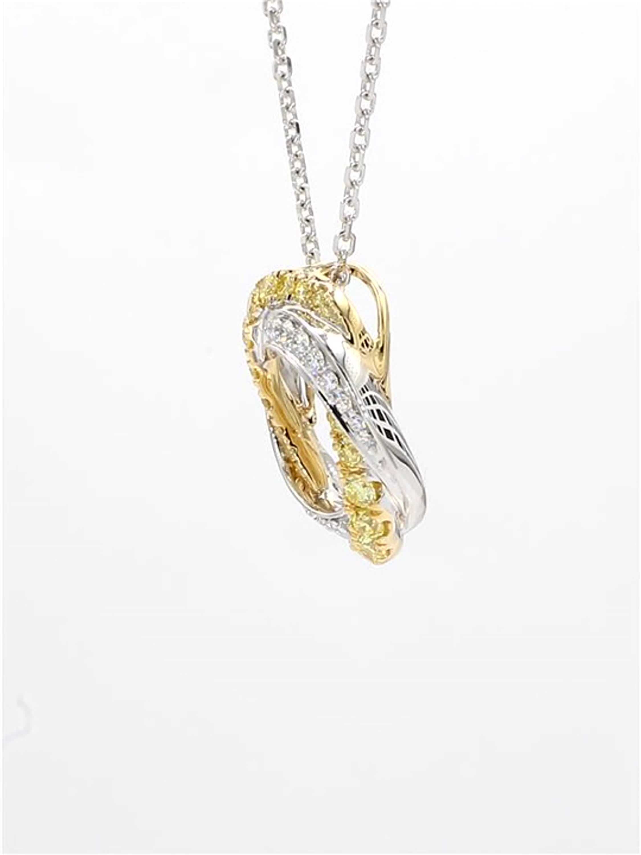 Natural Yellow Round and White Diamond .63 Carat TW Gold Circle Pendant