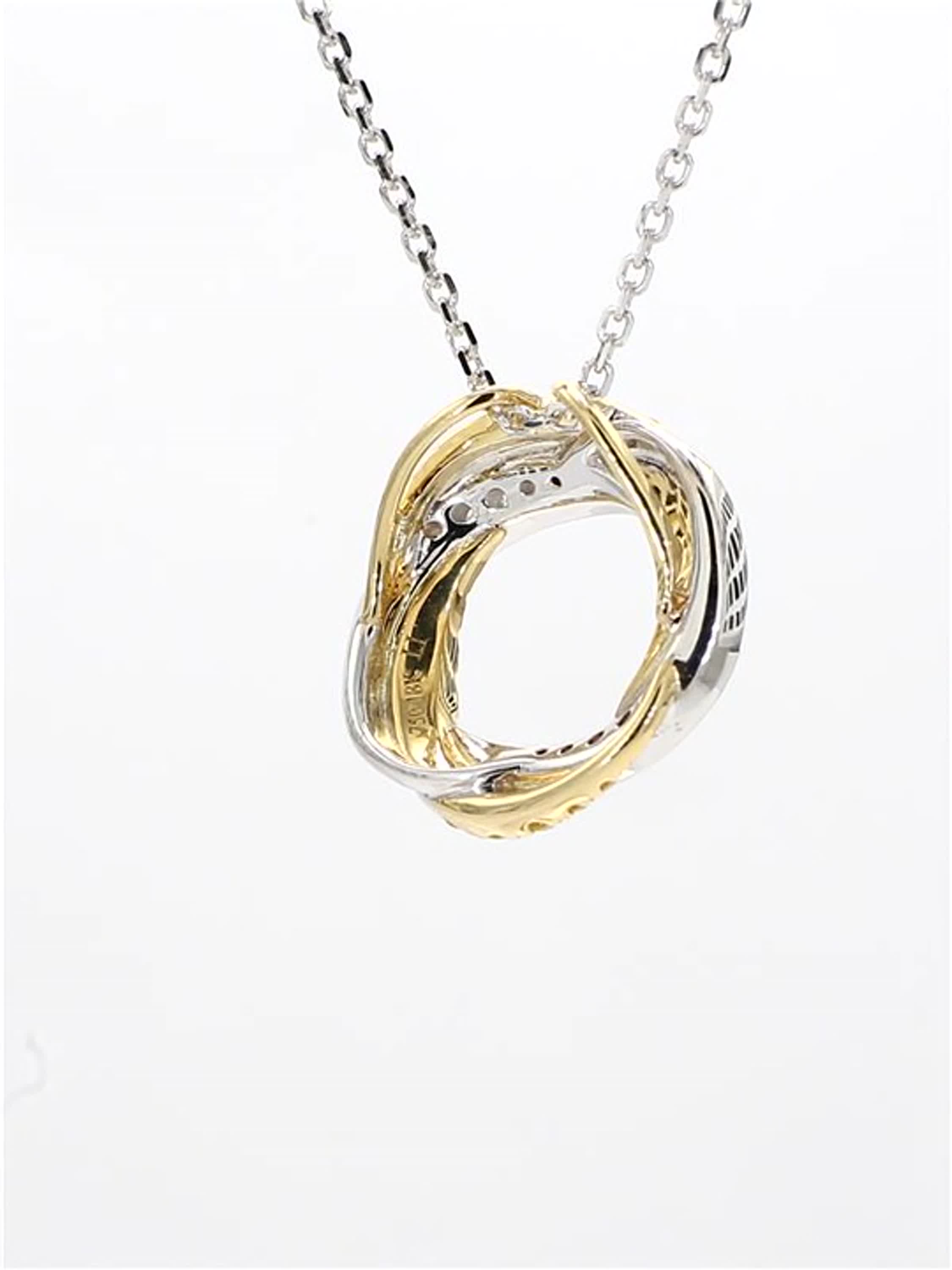 Natural Yellow Round and White Diamond .63 Carat TW Gold Circle Pendant