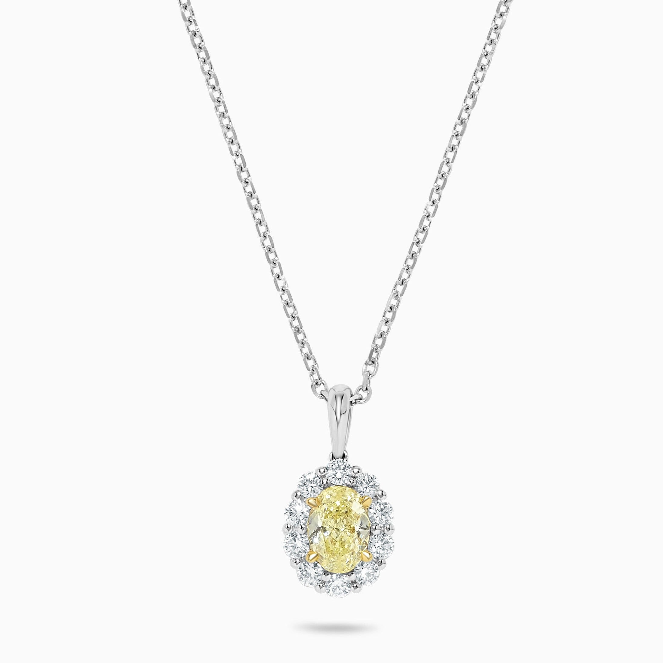 Yellow Oval & White Diamond Pendant JP01017P