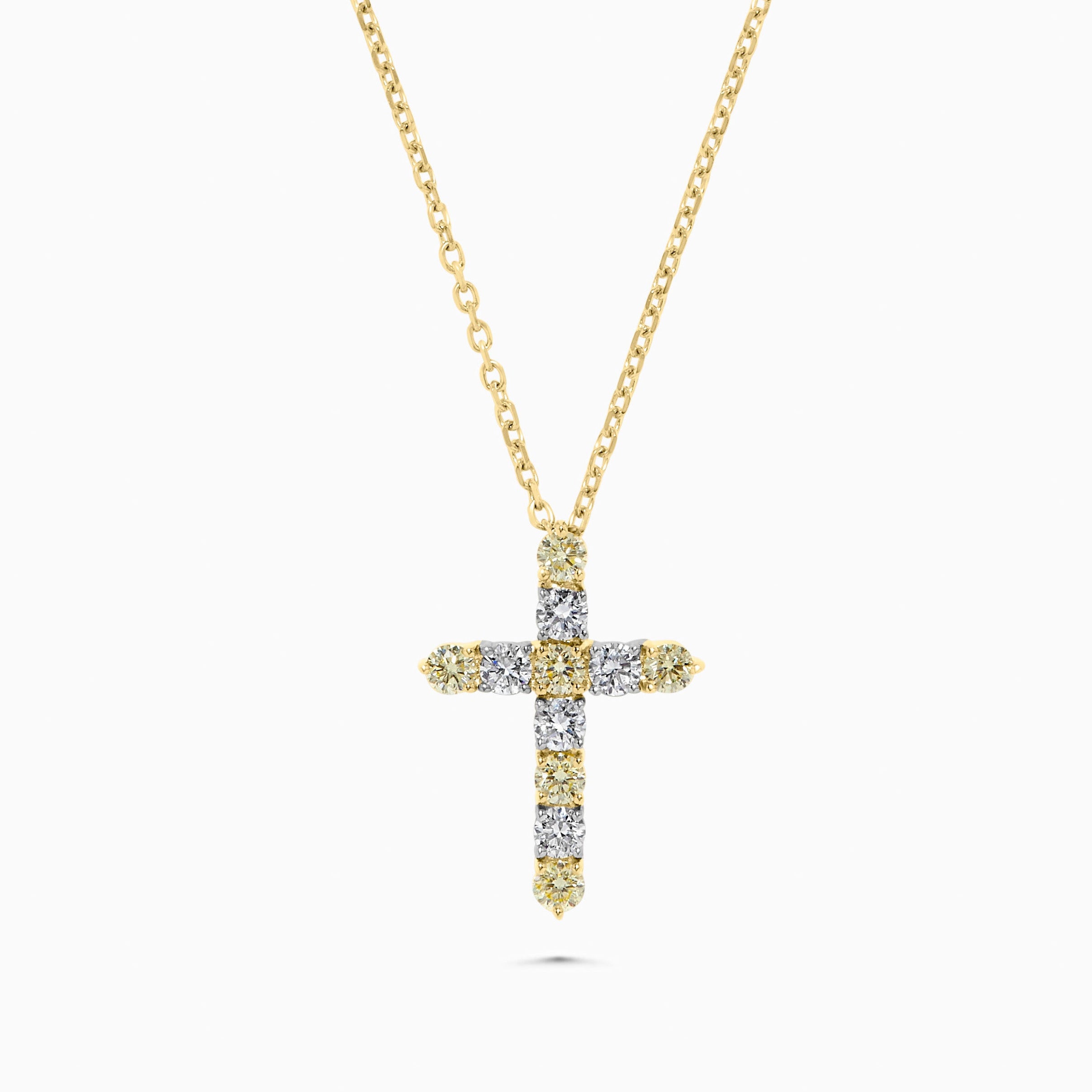 Yellow & White Diamond Cross Pendant JP01022P