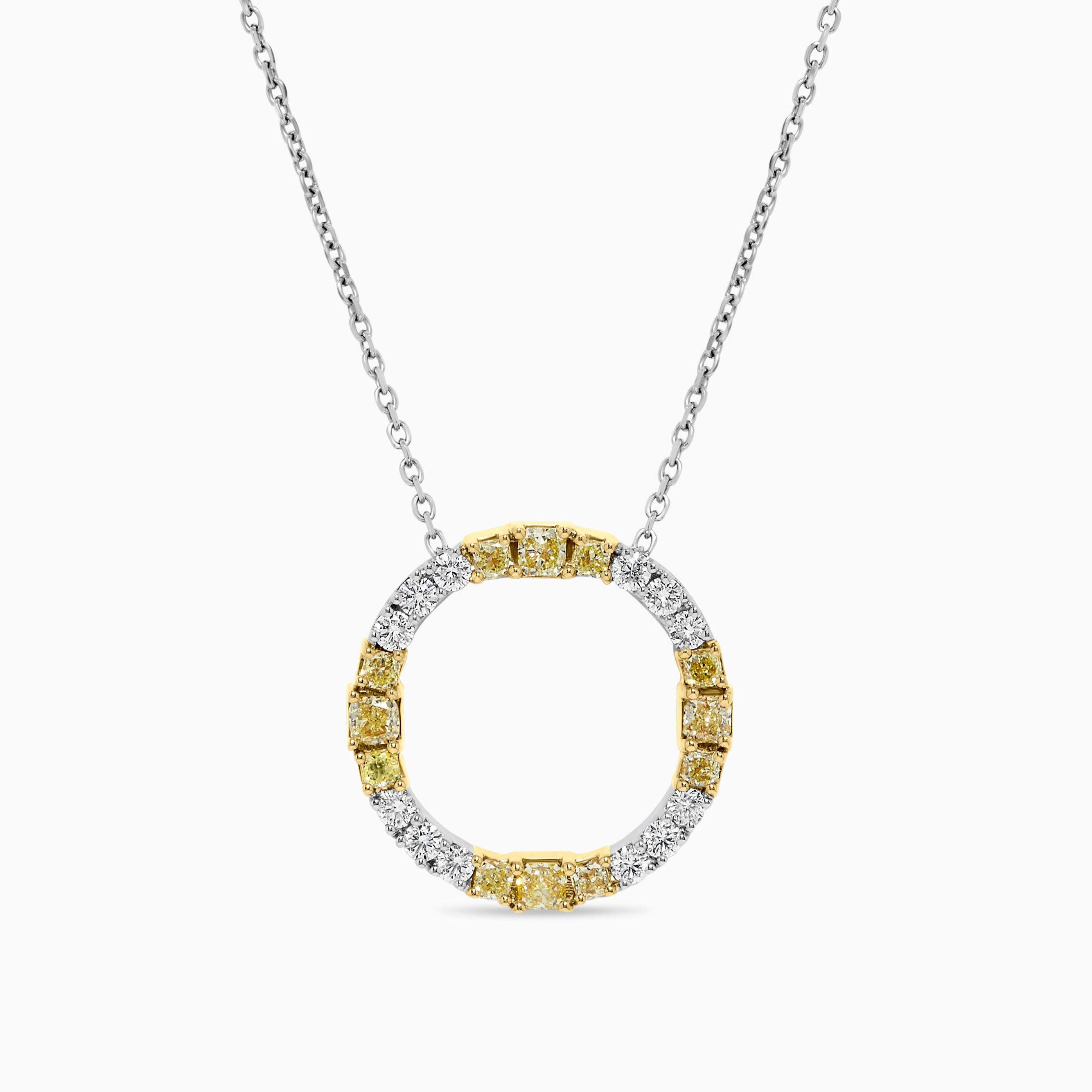Yellow Radiant and White Diamond Circle Pendant JP01023S