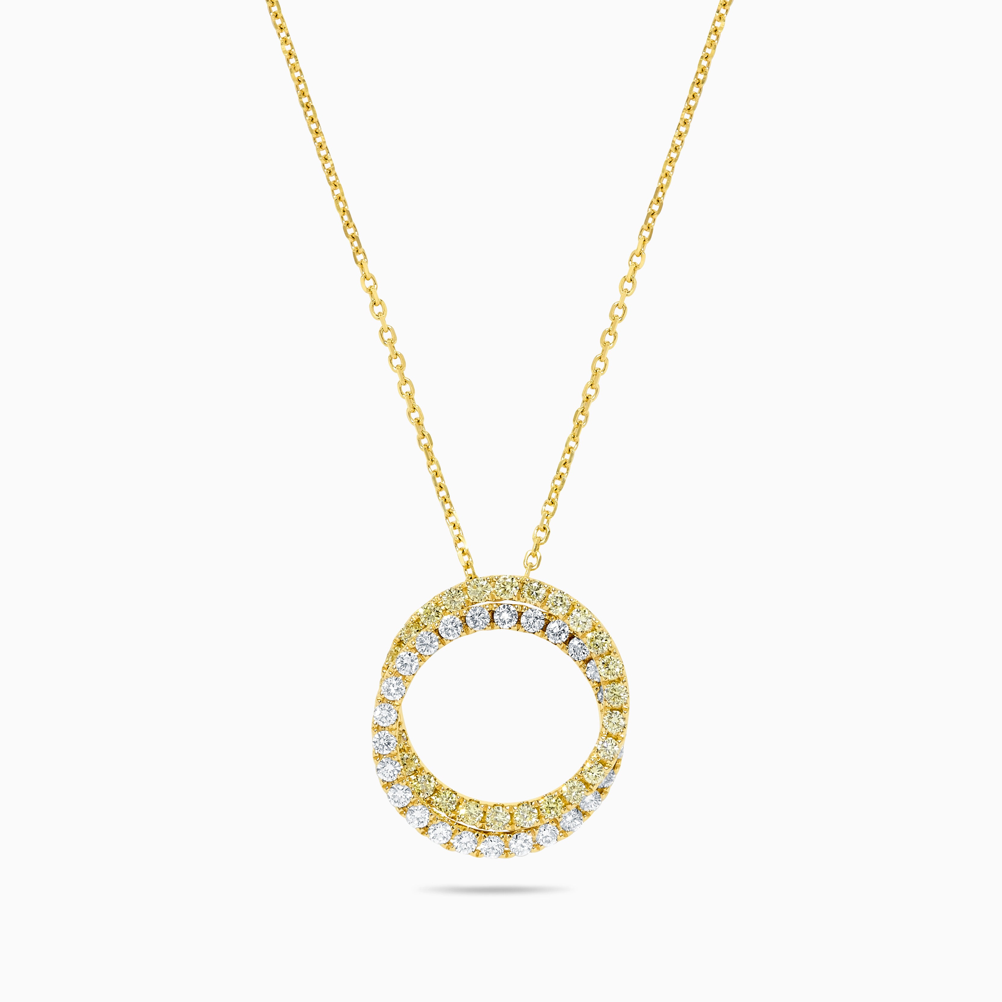 Yellow & White Diamond Circle Pendant JP01038P