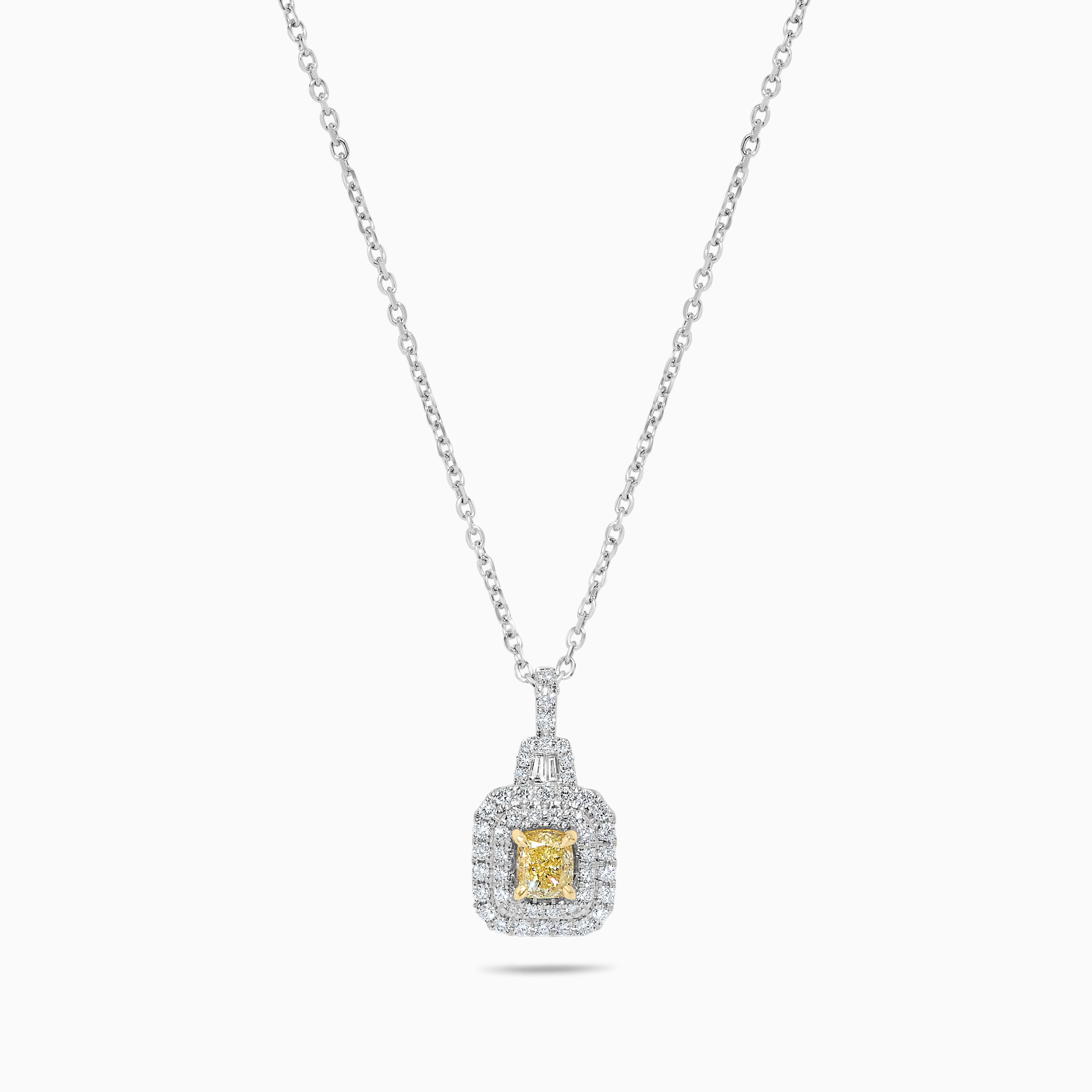Yellow Cushion Cut Diamond Pendant JP01064P