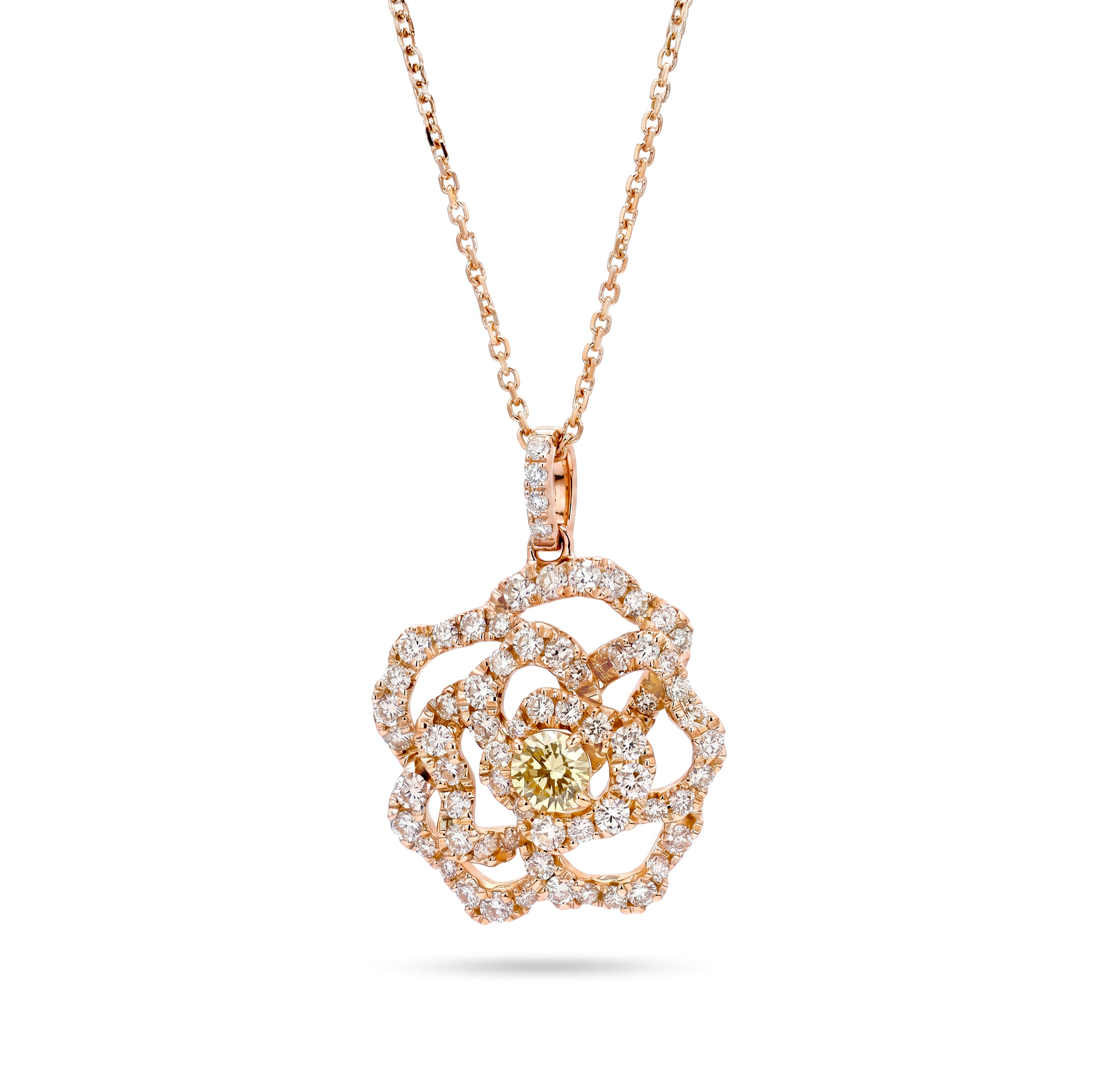 Natural Yellow Diamond Floral Pendant