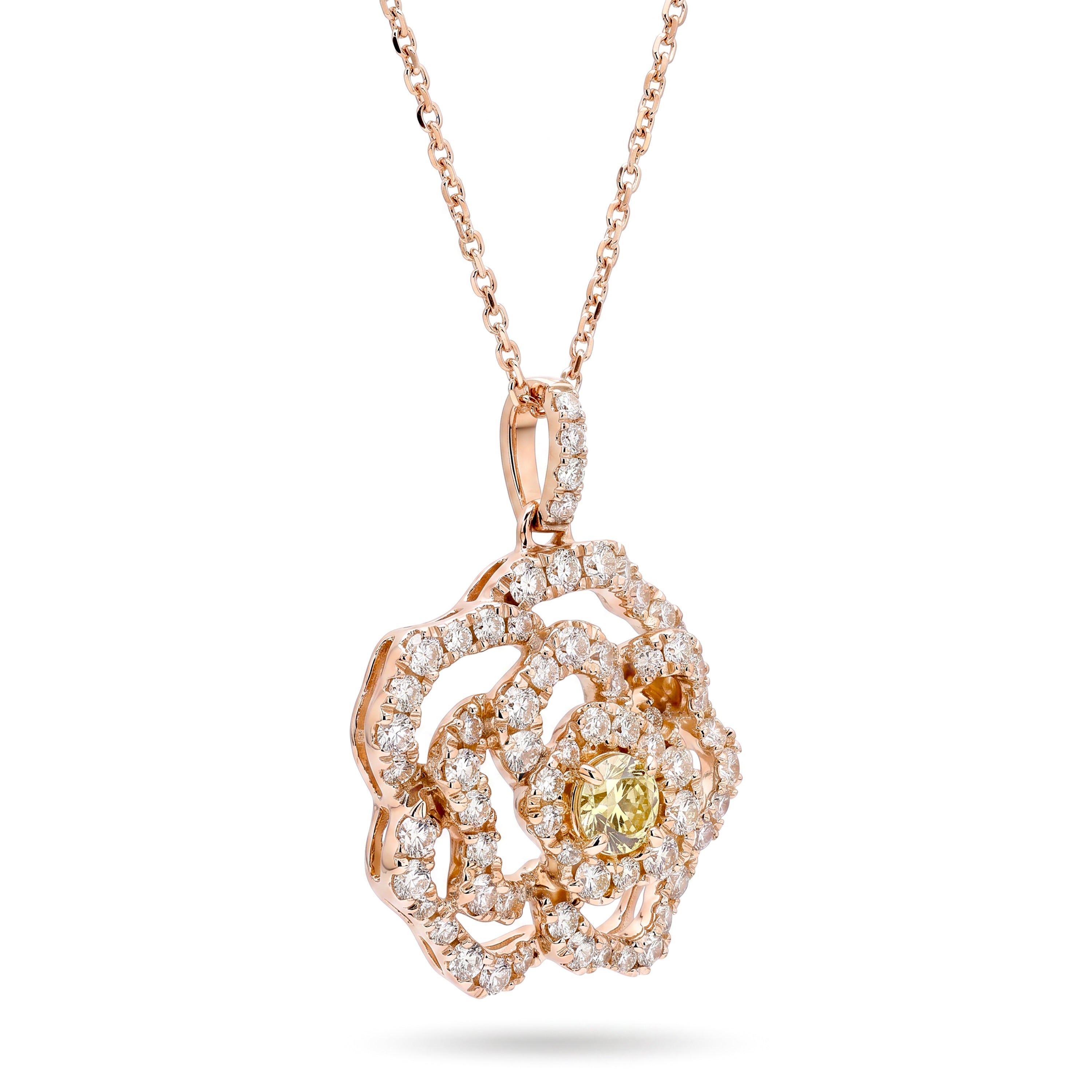 Natural Yellow Diamond Floral Pendant