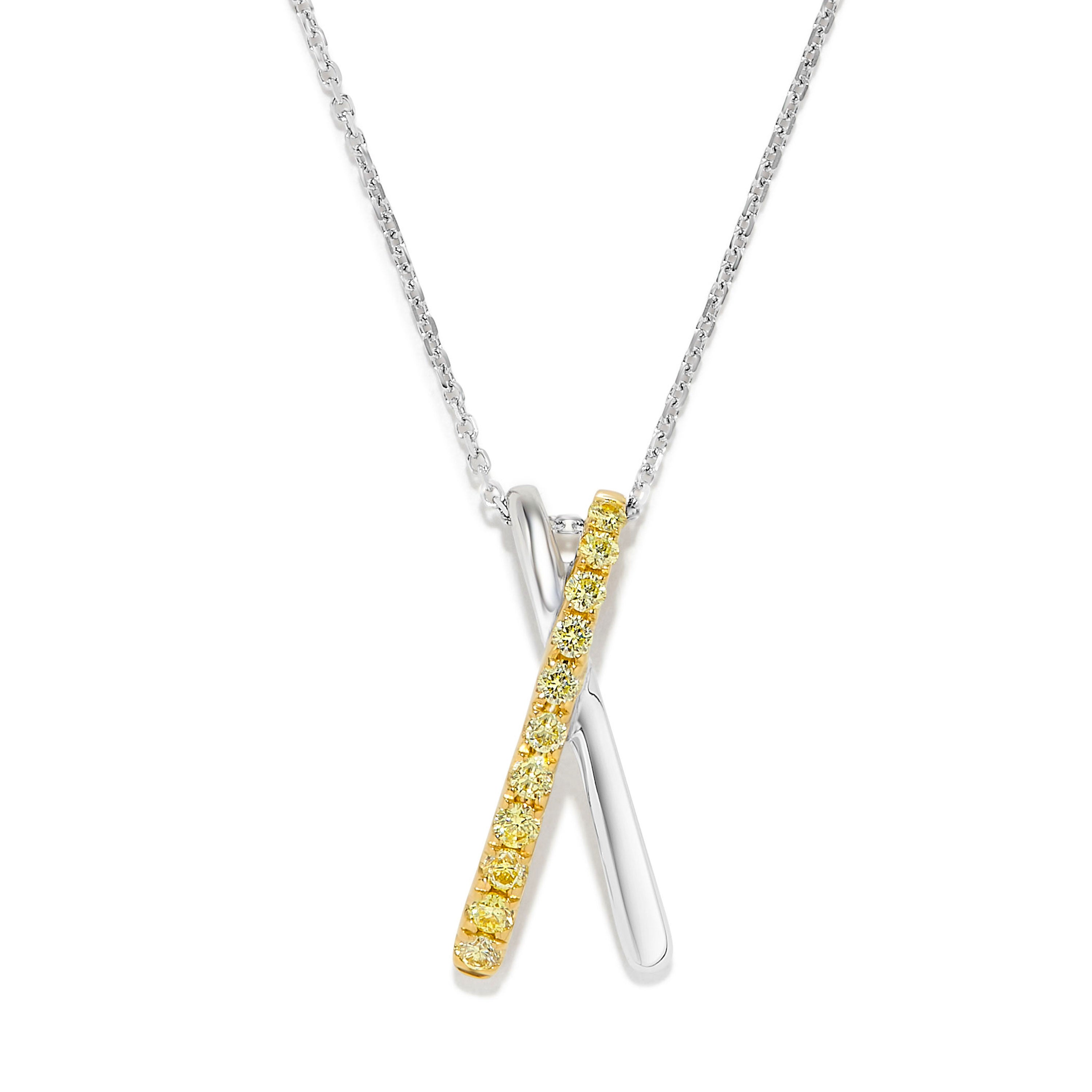 Yellow Round Diamond "X" Necklace JP01079P