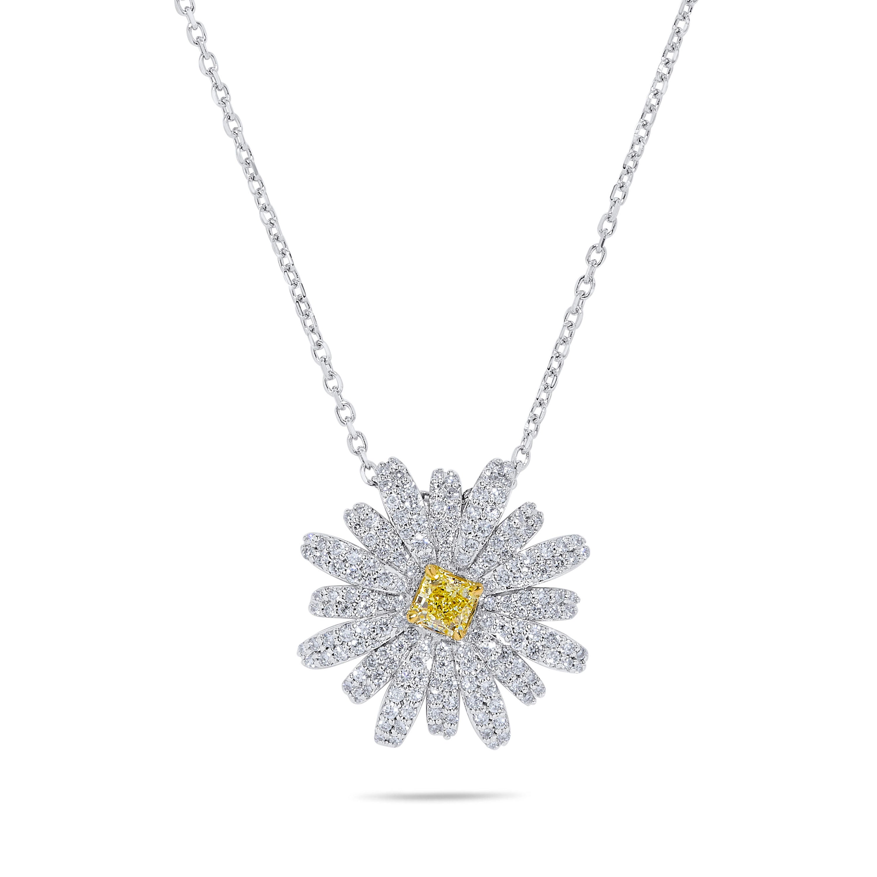 Yellow Radiant & White Diamond Flower Necklace JP01086P