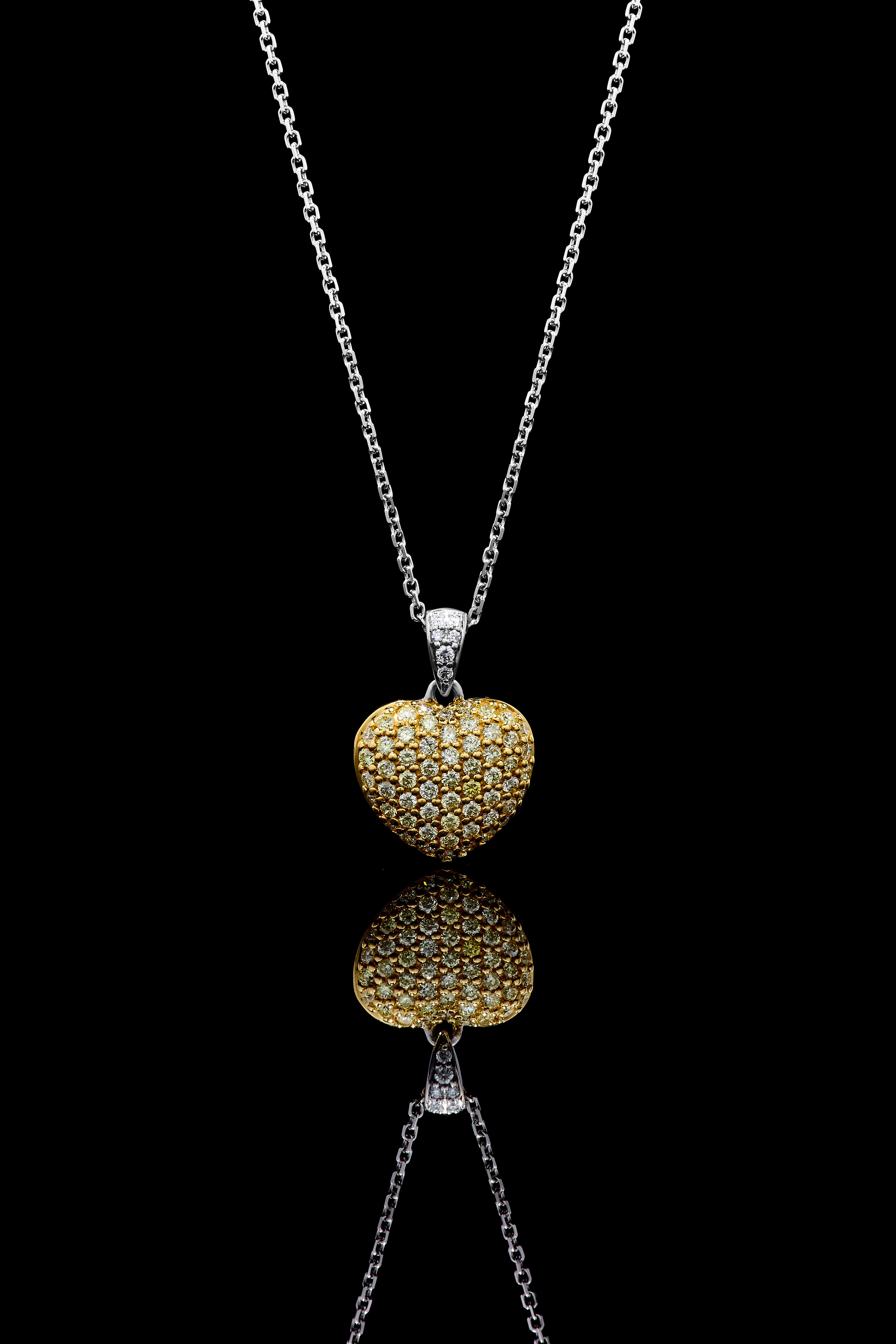 Yellow & White Round Cut Diamond Pendant JP01090P