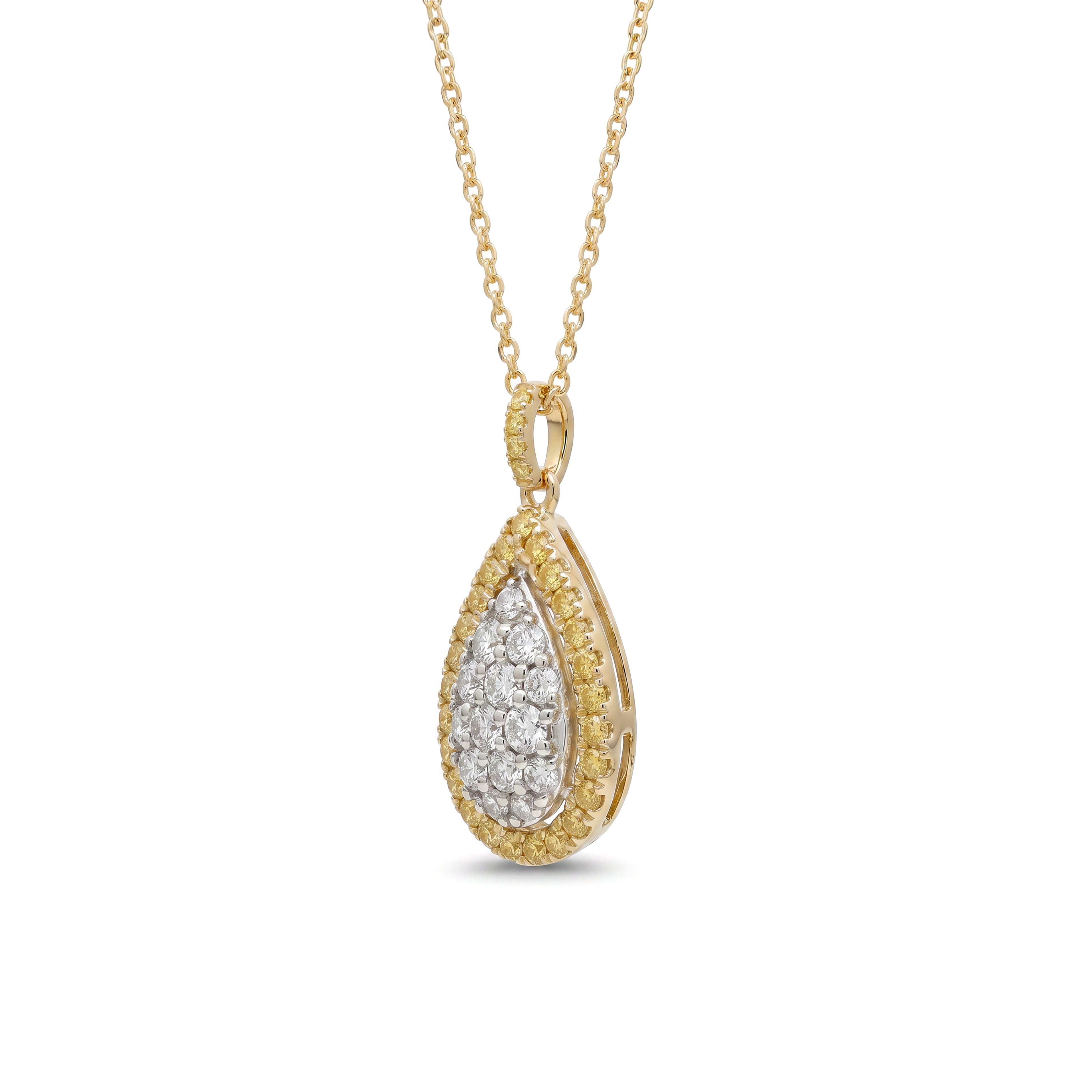 Natural Yellow & White Pavé Diamond Pear Pendant