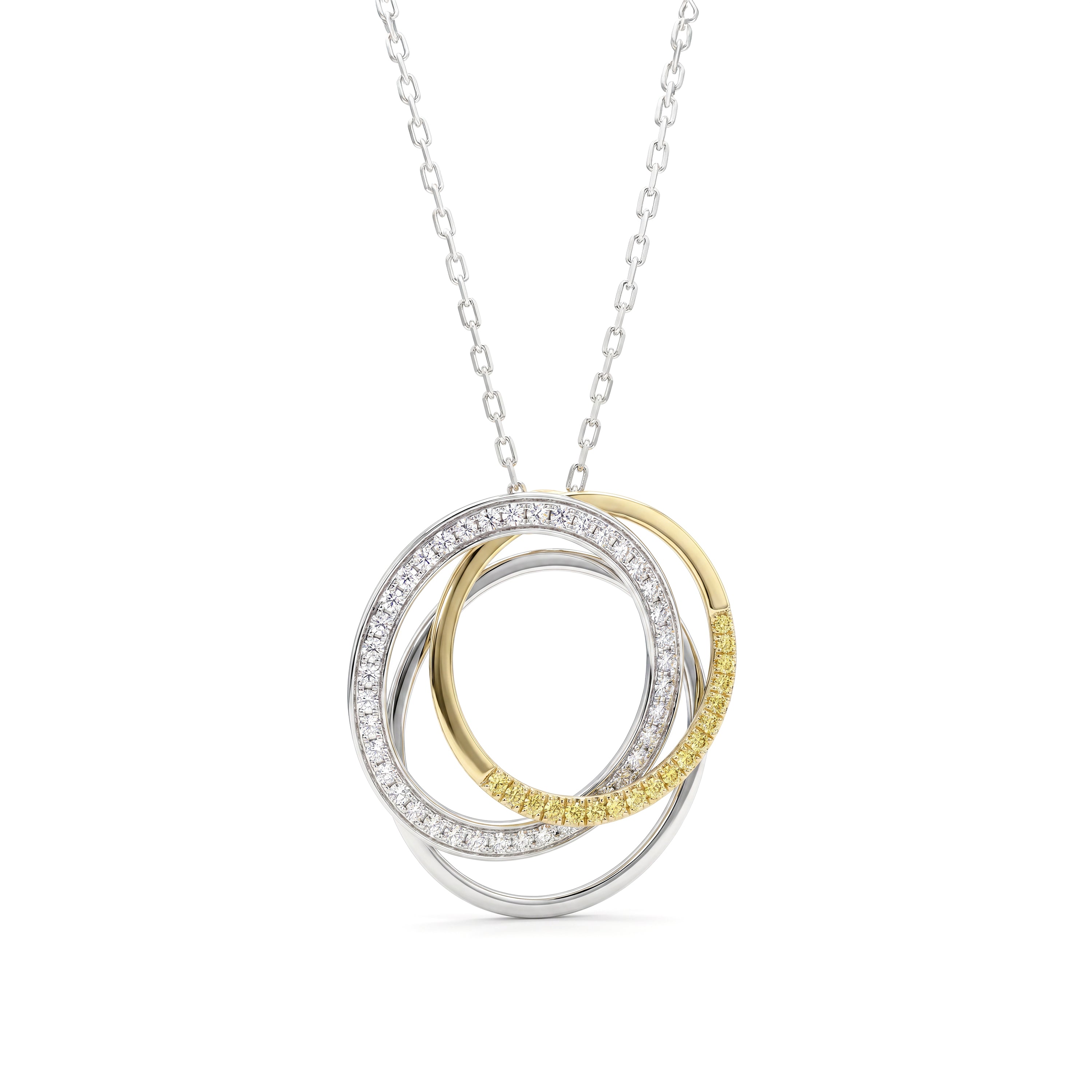 Natural Yellow Diamond Interlocking Circles Pendant